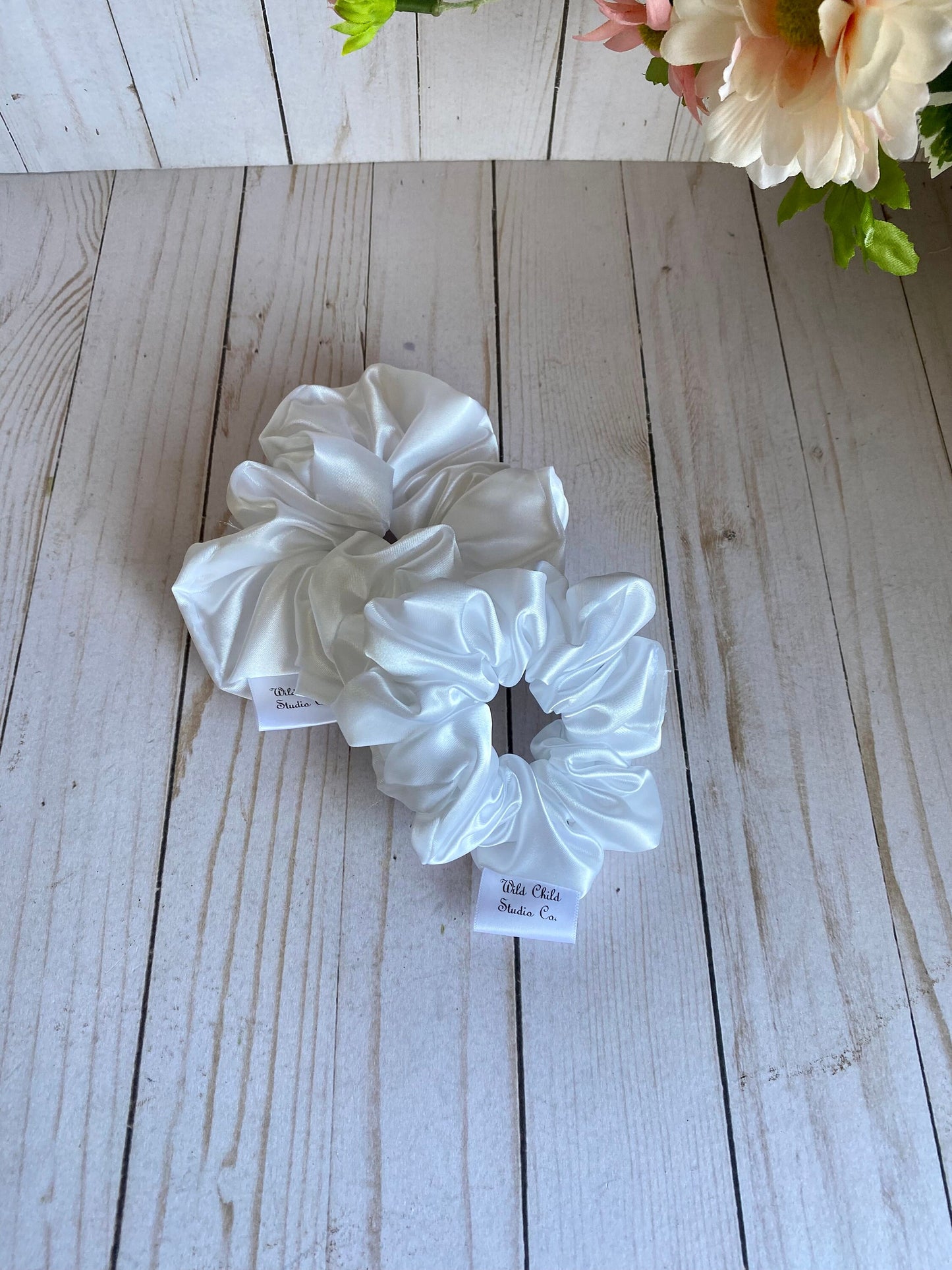 White Satin Scrunchie/ Hair Tie