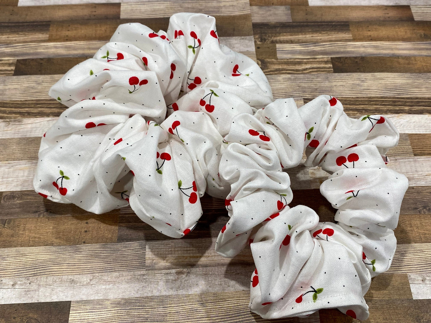 Vintage Cherry Scrunchie/ Cherry Hair Tie