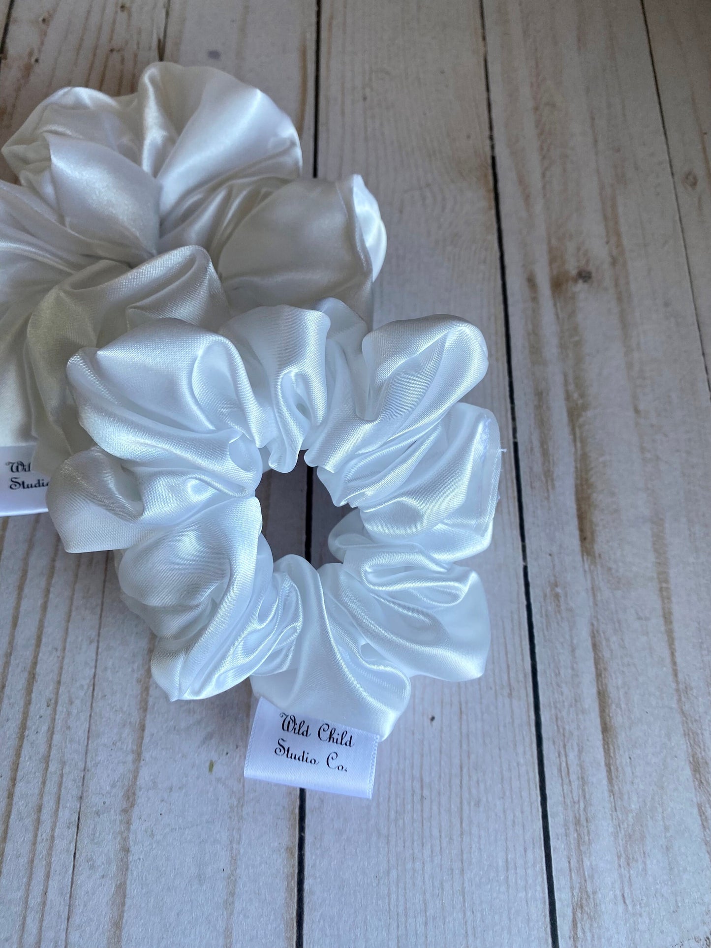 White Satin Scrunchie/ Hair Tie
