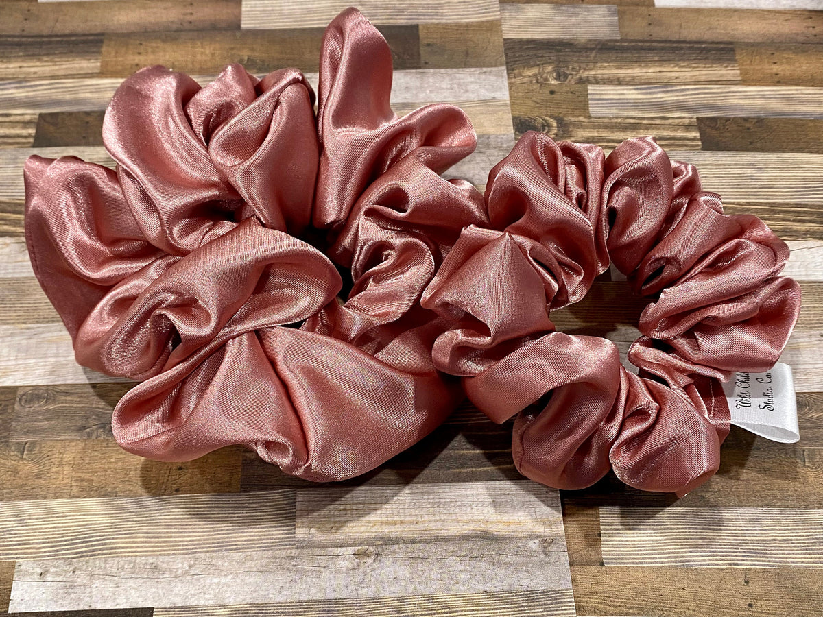 Dusty Pink Satin Scrunchie: XL or Regular Hair Tie