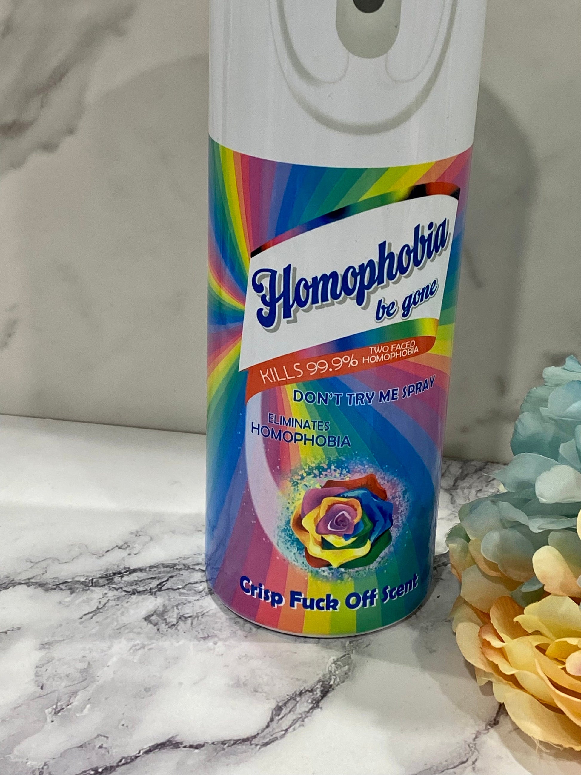 Snarky Pride Homophobia Be Gone 20 oz Skinny Tumbler