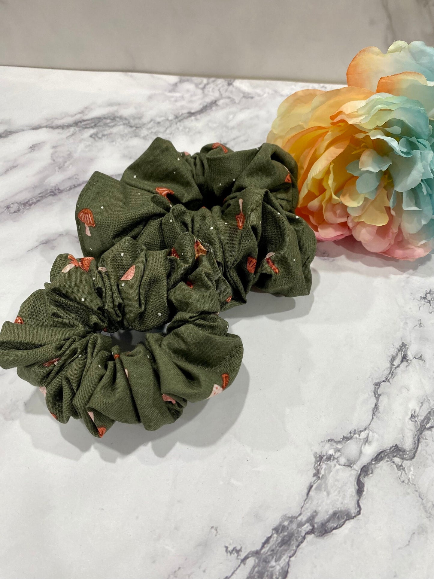 Cottage Core Mushroom Scrunchies/ Mushroom Hair Tie