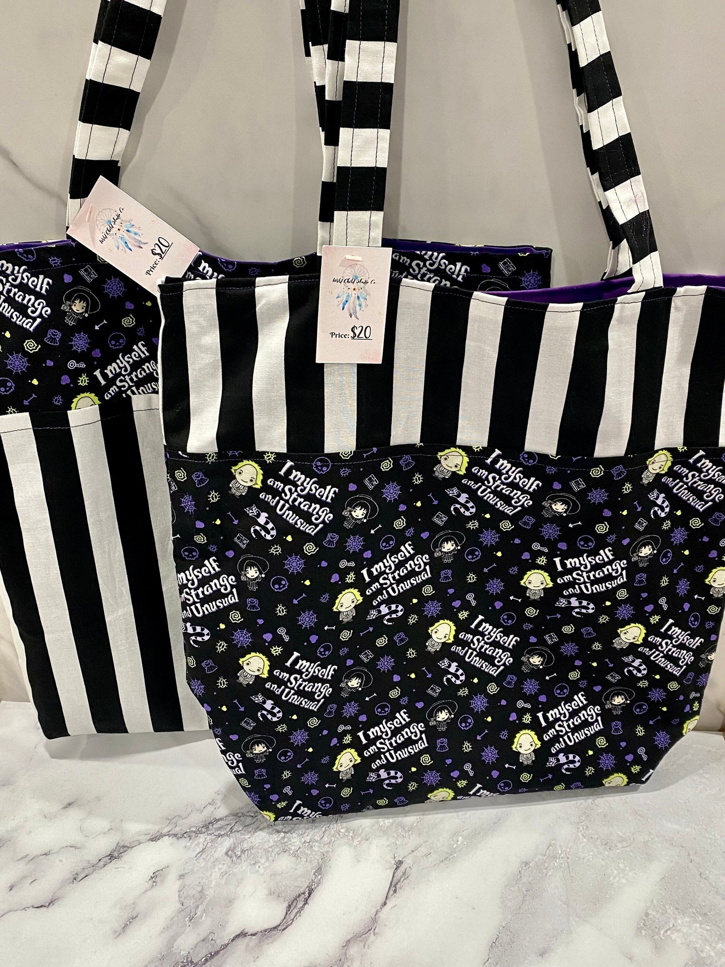 Handmade Lined Beetlejuice Inspired Tote Bag/Beetlejuice Inspired Bag
