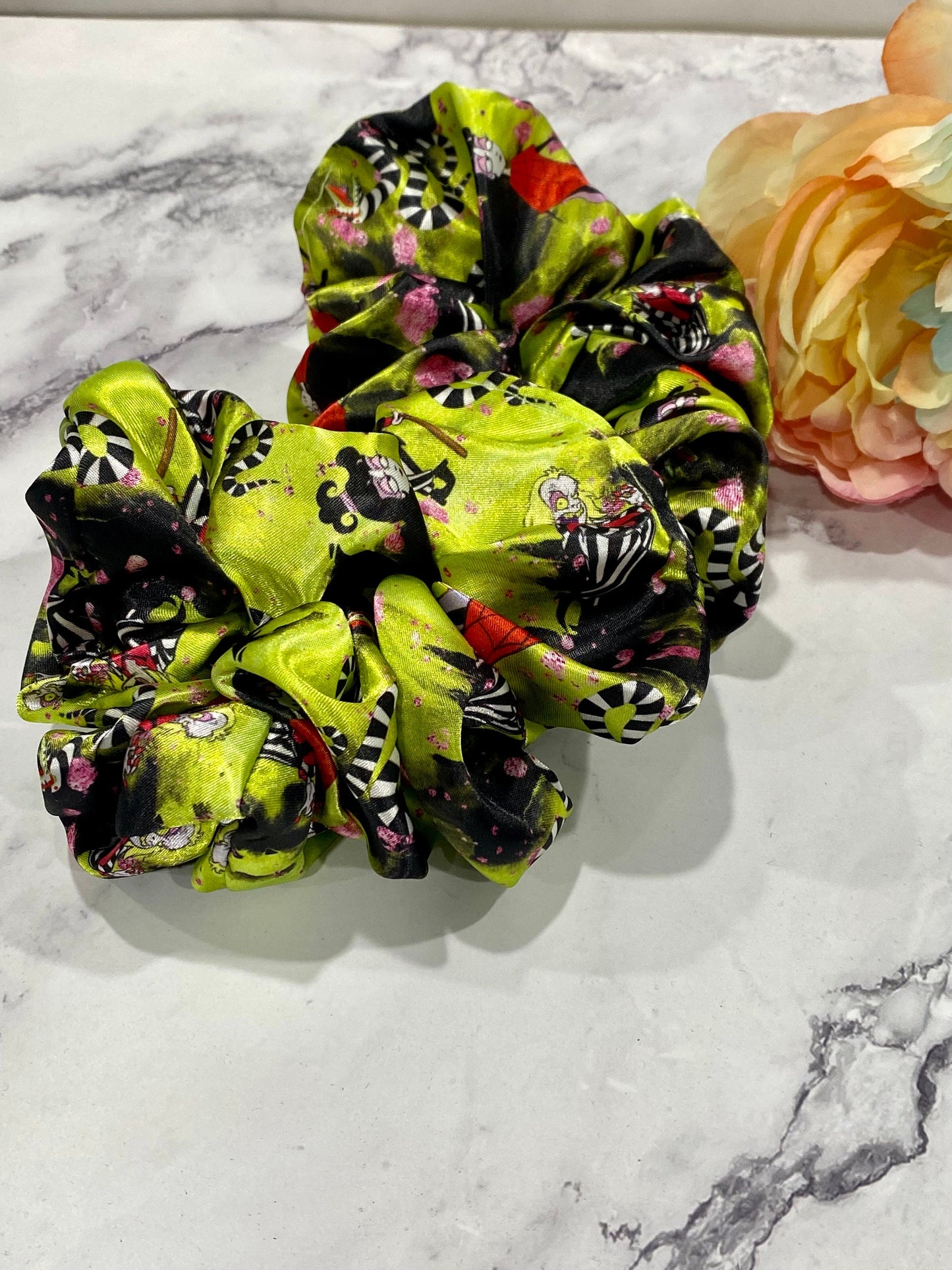 Beetleguise Inspired Satin Scrunchies/ Satin Hair Tie