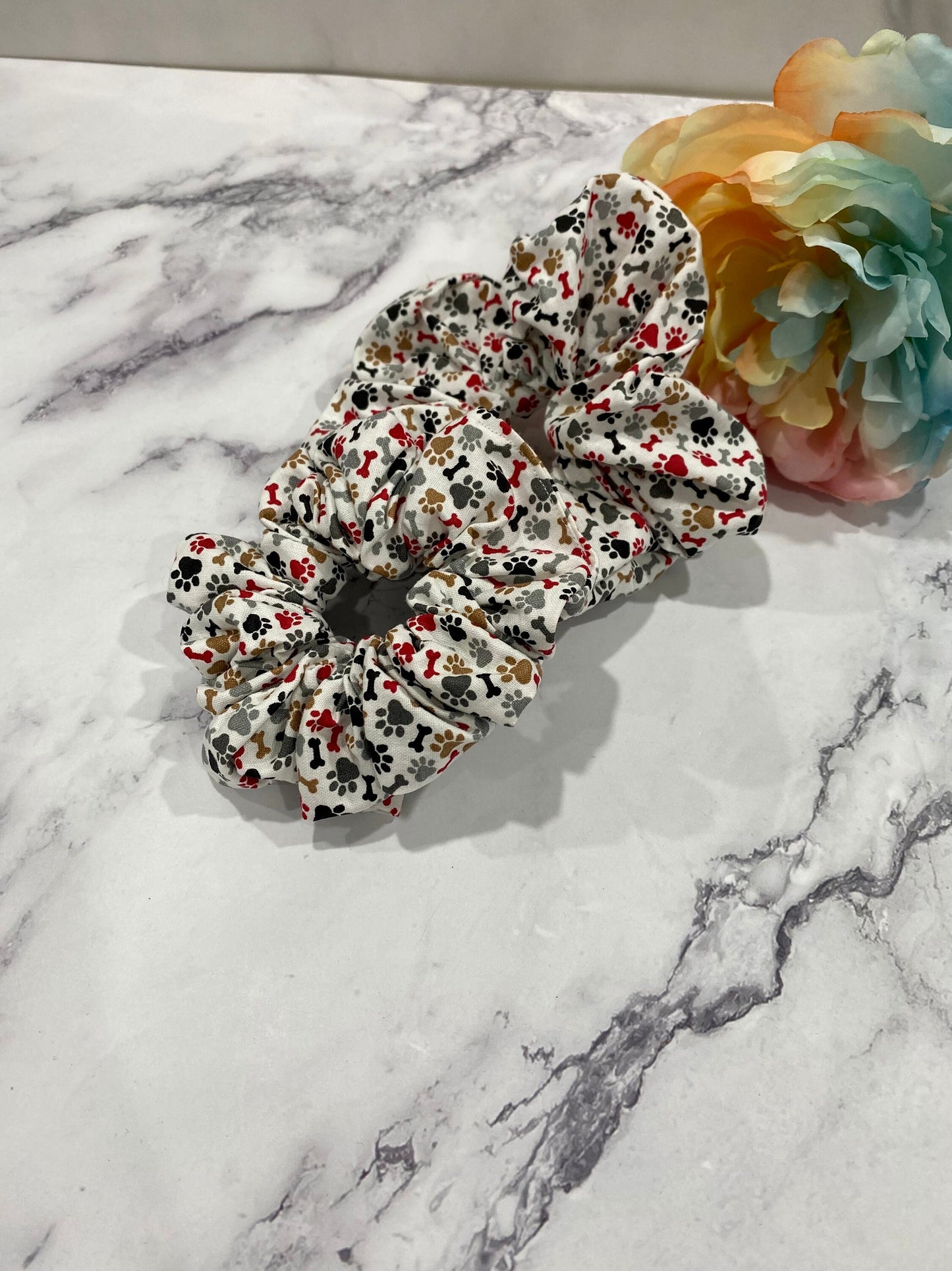 Dog Cat Paw Scrunchies/Pet Paws Print Hair Tie