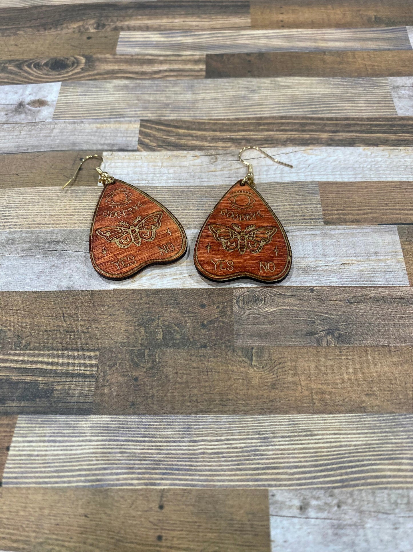 Planchette Moth Wood Earrings