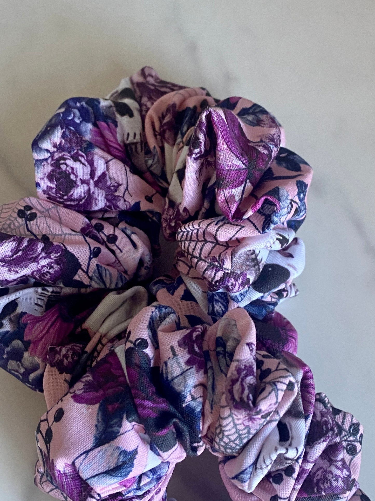 Floral Skull Scrunchies/ Floral Goth Hair Tie