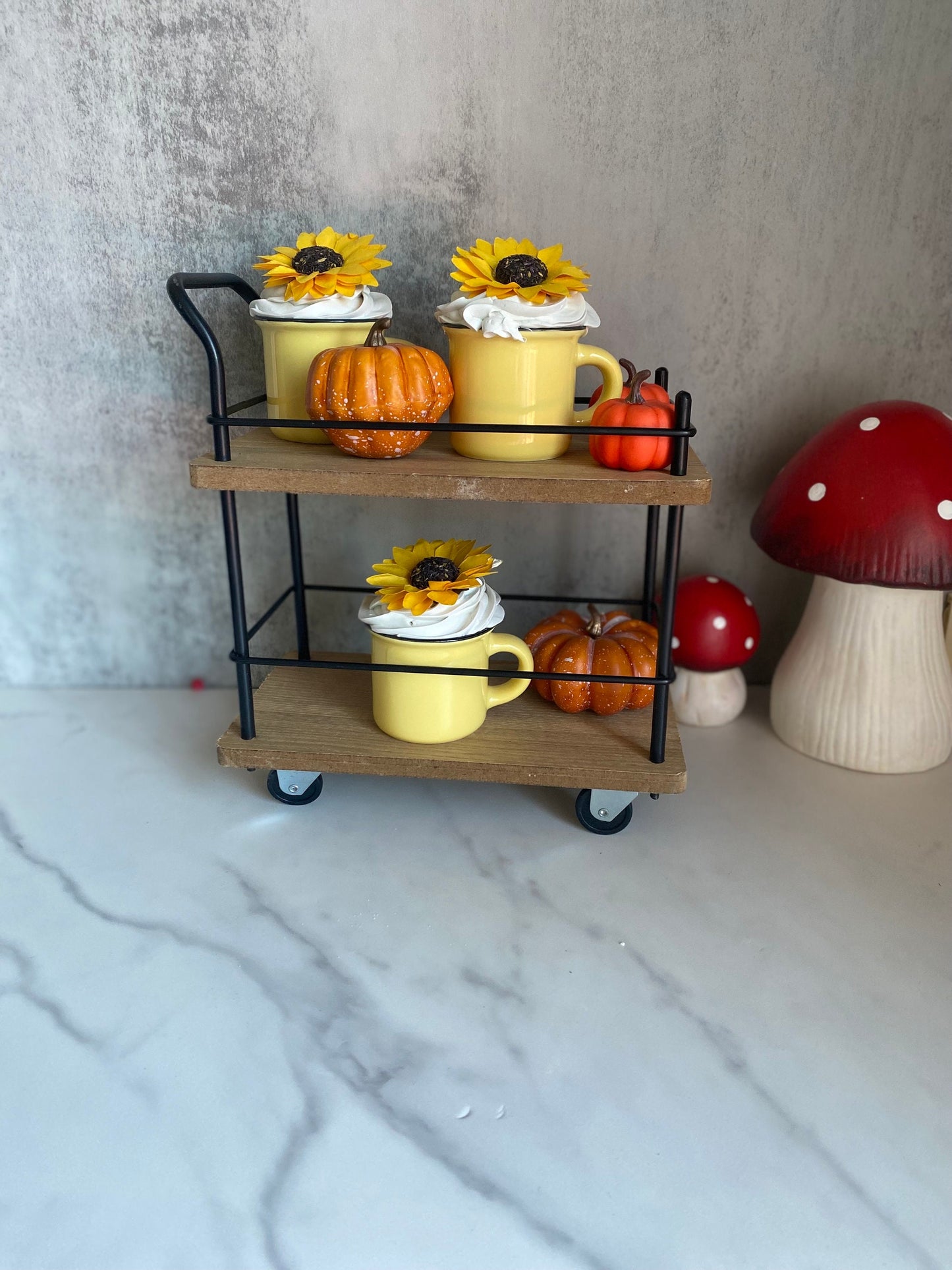 Sunflower Faux Mini Fall Mugs for Tiered Trays/ Tiered Tray Decor/ Fall Decor/ Farmhouse Decor/ Fake Bake Decor