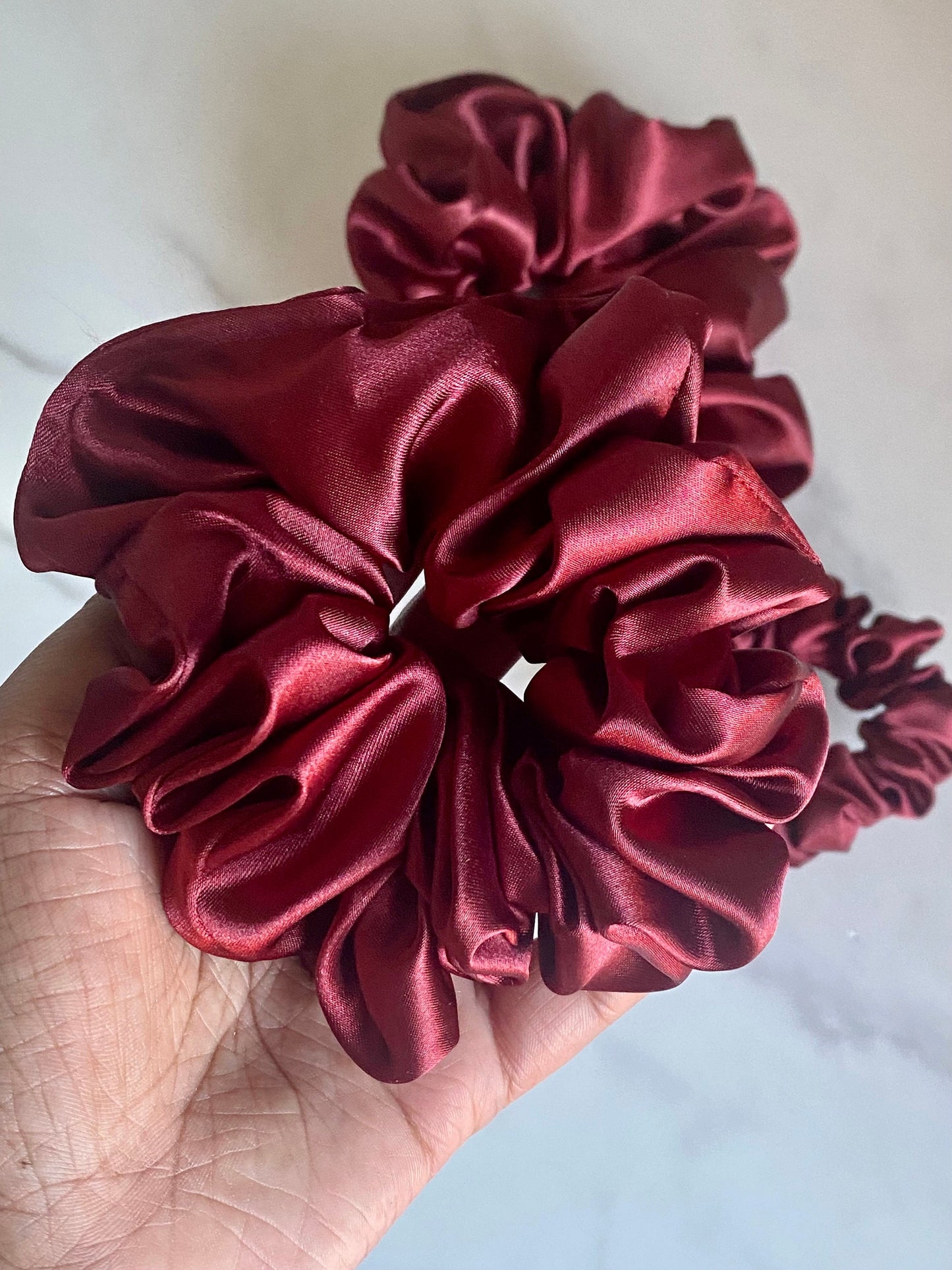 Brynn (Burgundy) Satin Scrunchie/ Satin Hair Tie