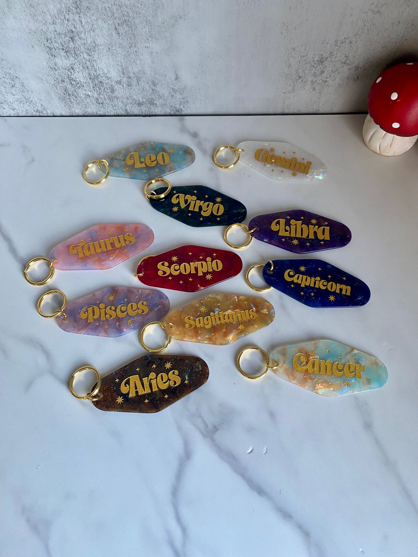 Zodiac Room Key Style Keychain/Zodiac Key FOB
