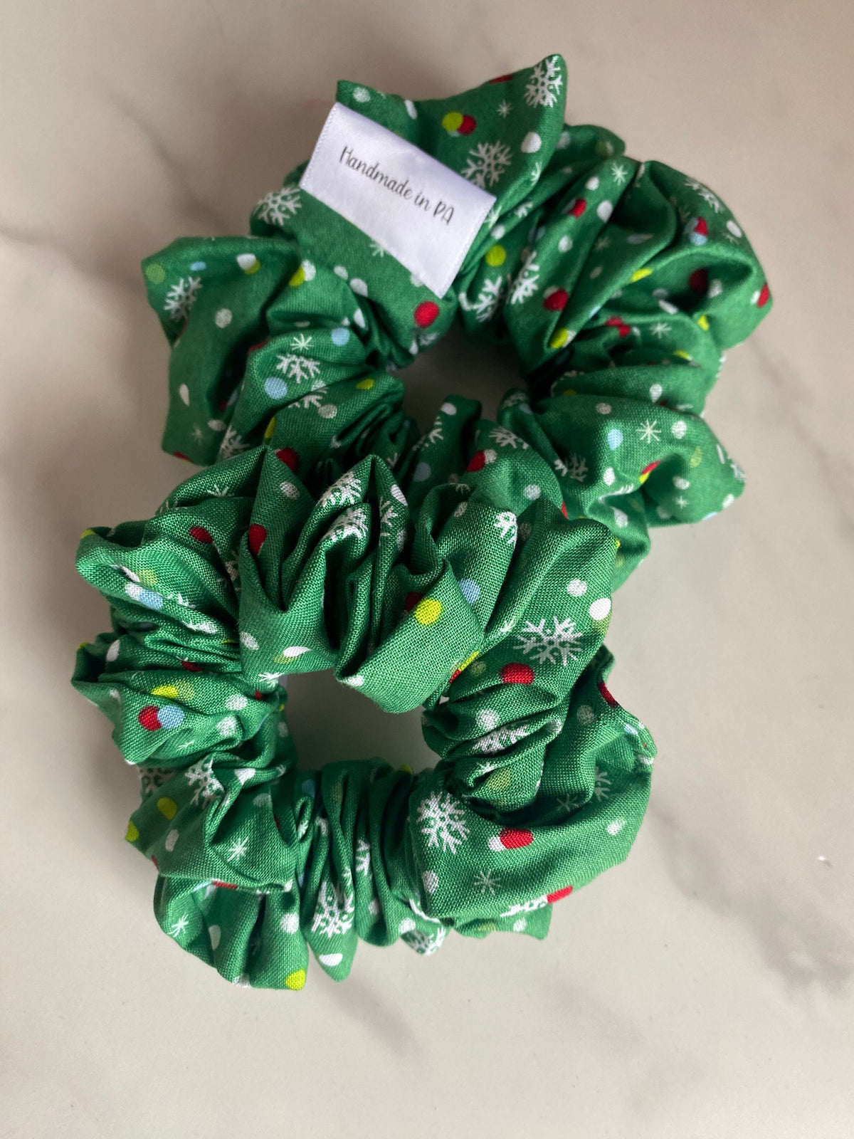 Green Holiday Polka Dot Scrunchie, XL or Regular