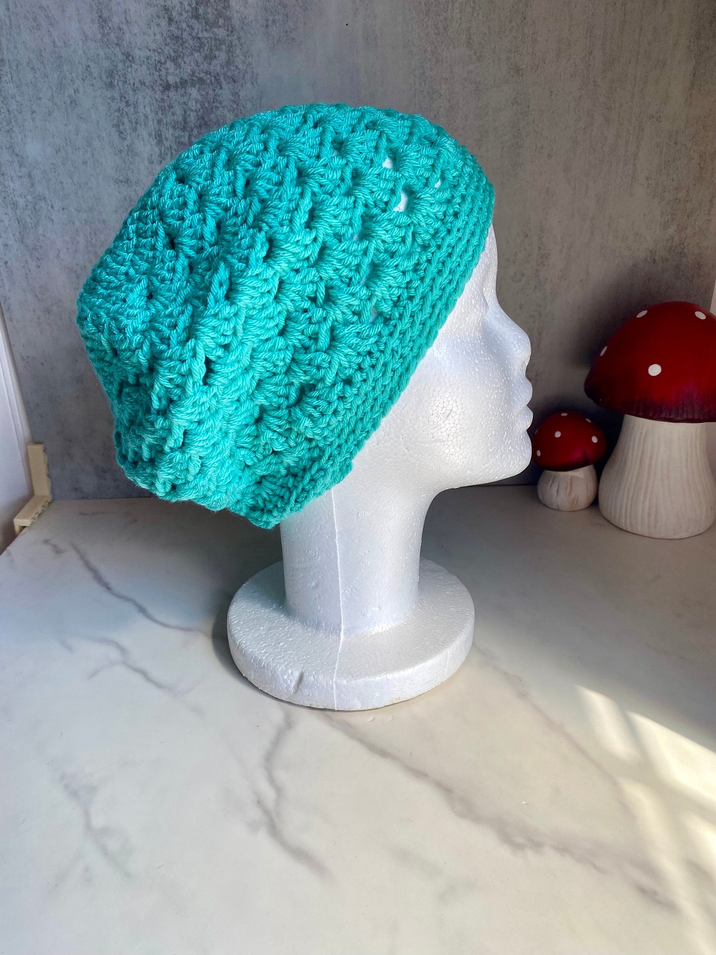 Crochet Turquoise Slouchy Beanie