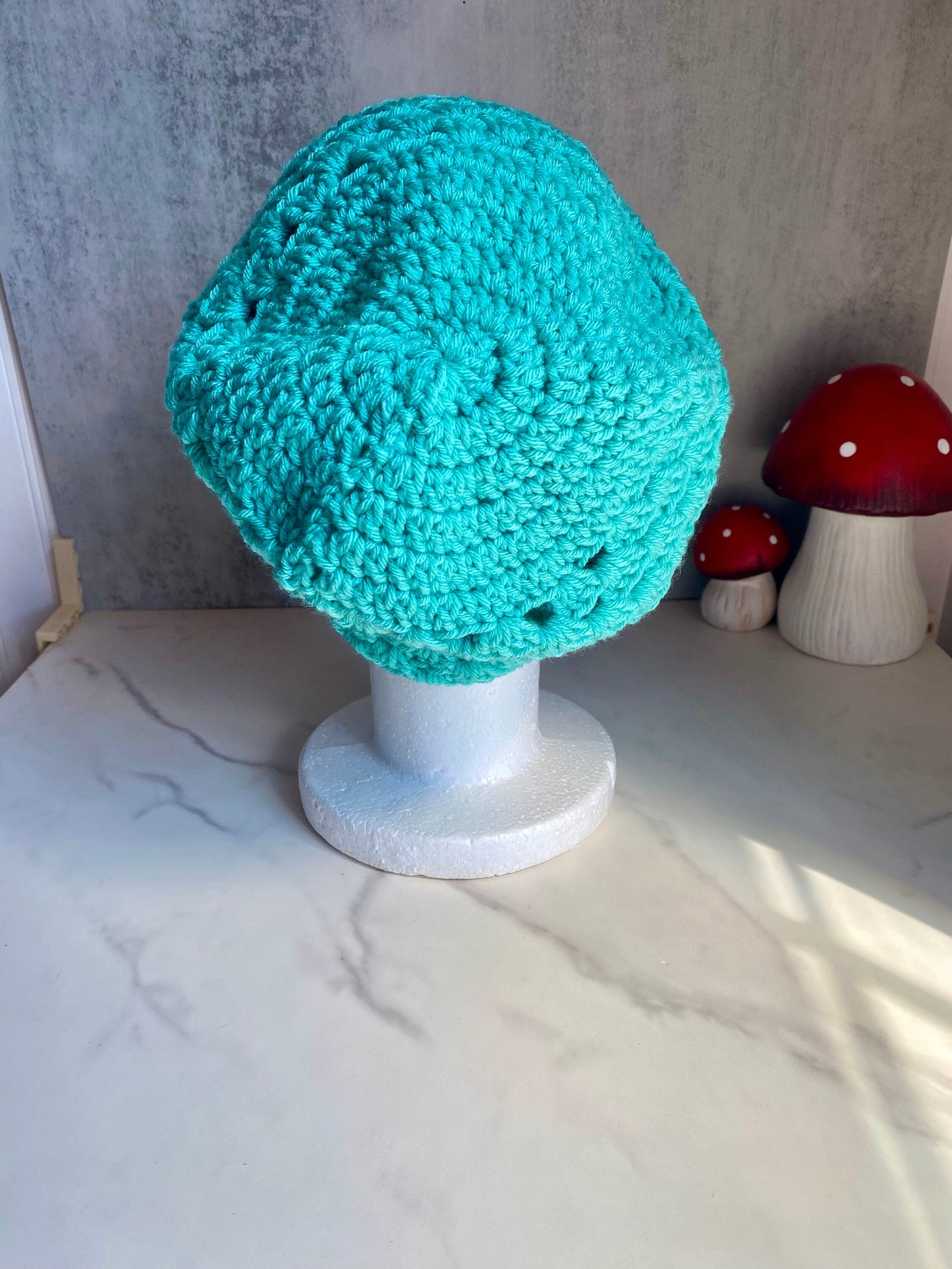 Crochet Turquoise Slouchy Beanie