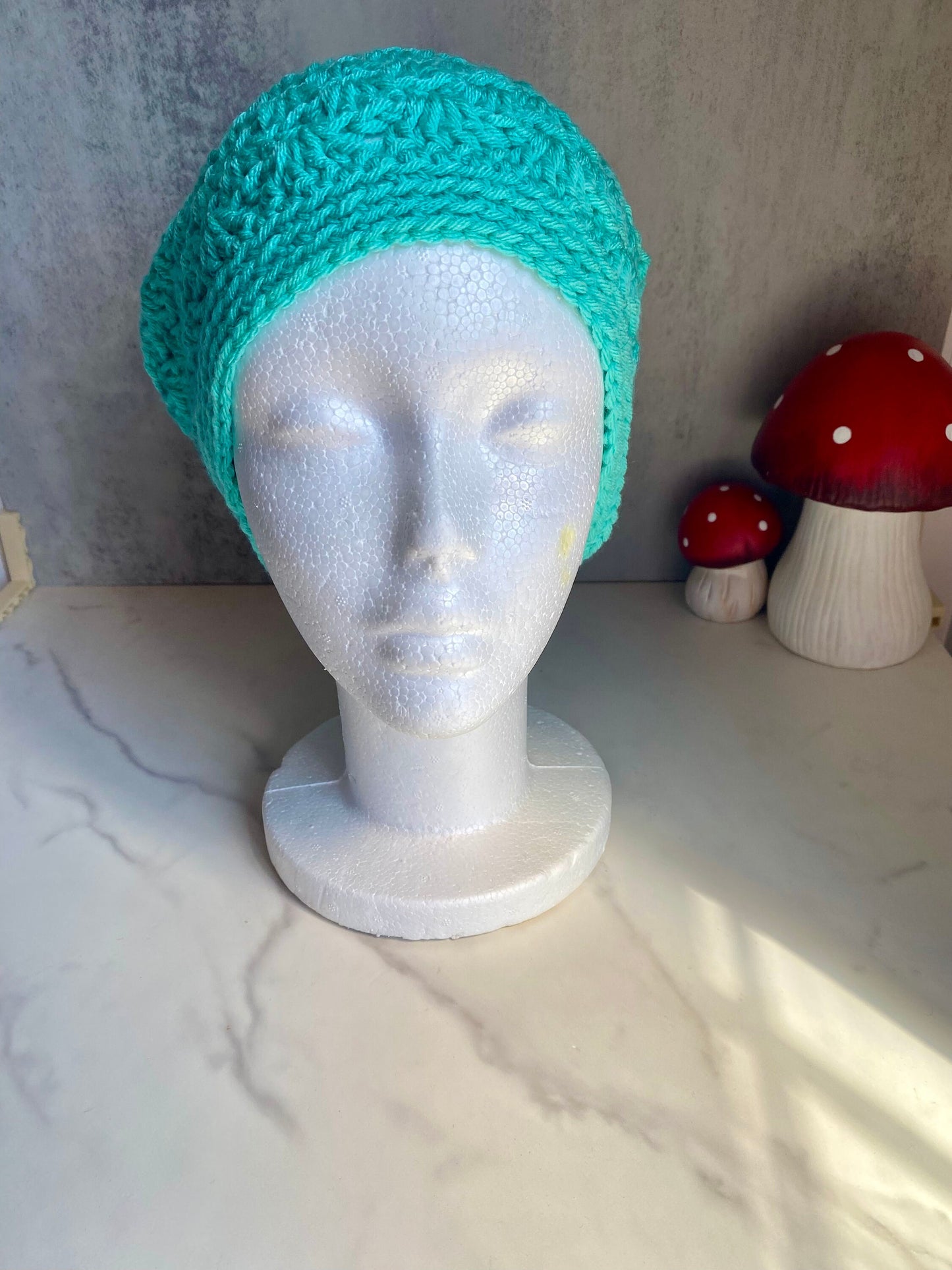Crochet Turquoise Slouchy Beanie