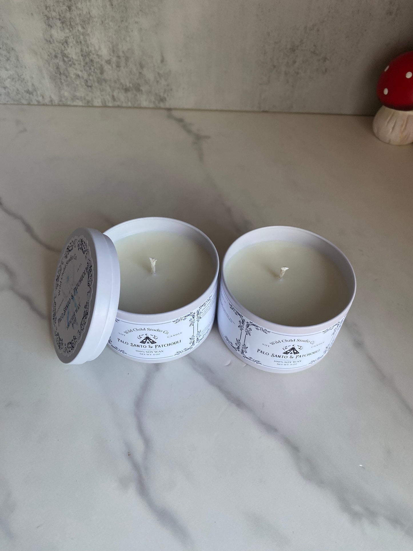 Palo Santo & Patchouli Soy Candle: Warm Woodsy Scent