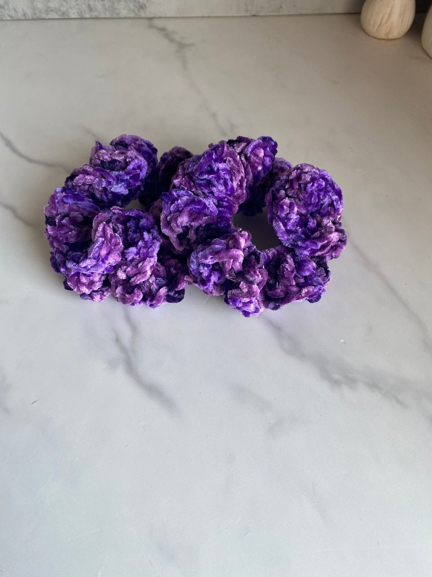 Handmade Crochet Velvet Scrunchie: Soft Hair Tie