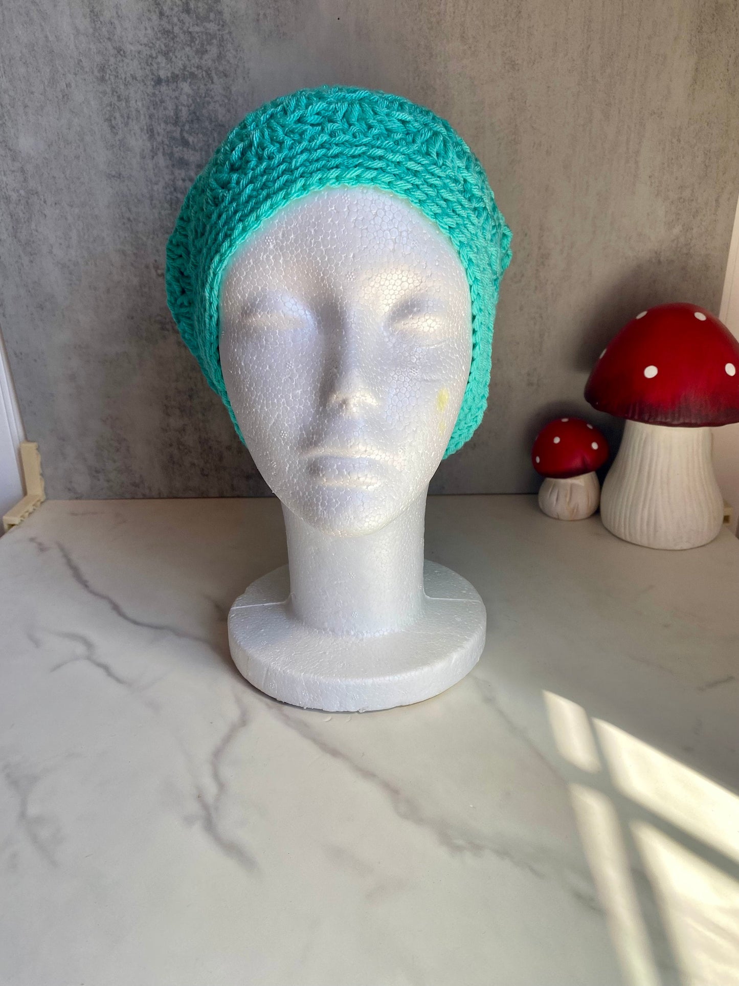 Crochet Turquoise Slouchy Beanie