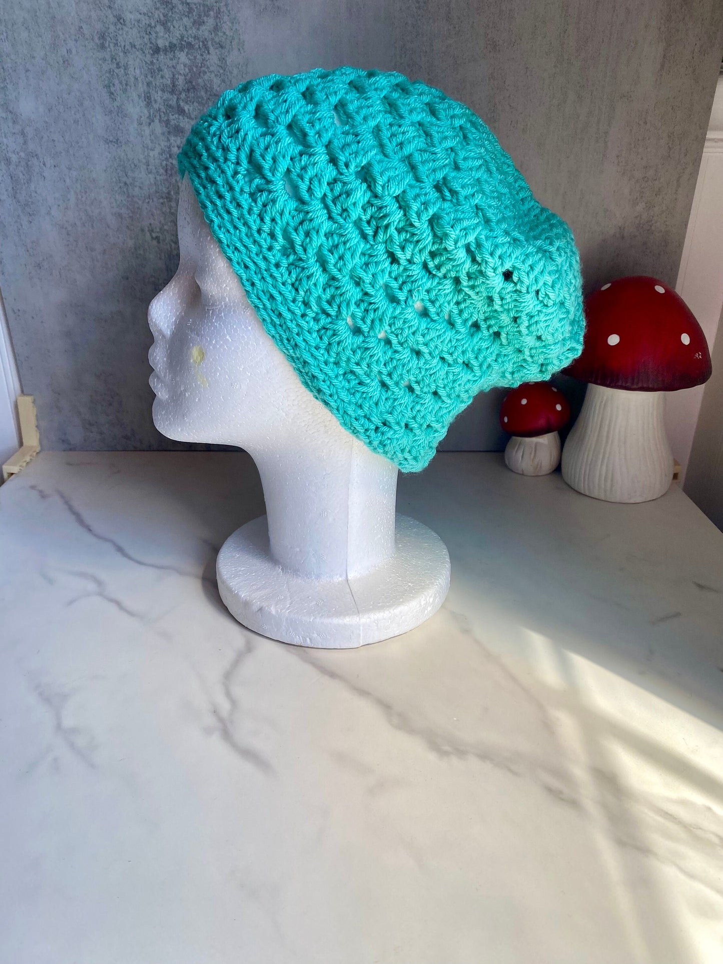 Crochet Turquoise Slouchy Beanie