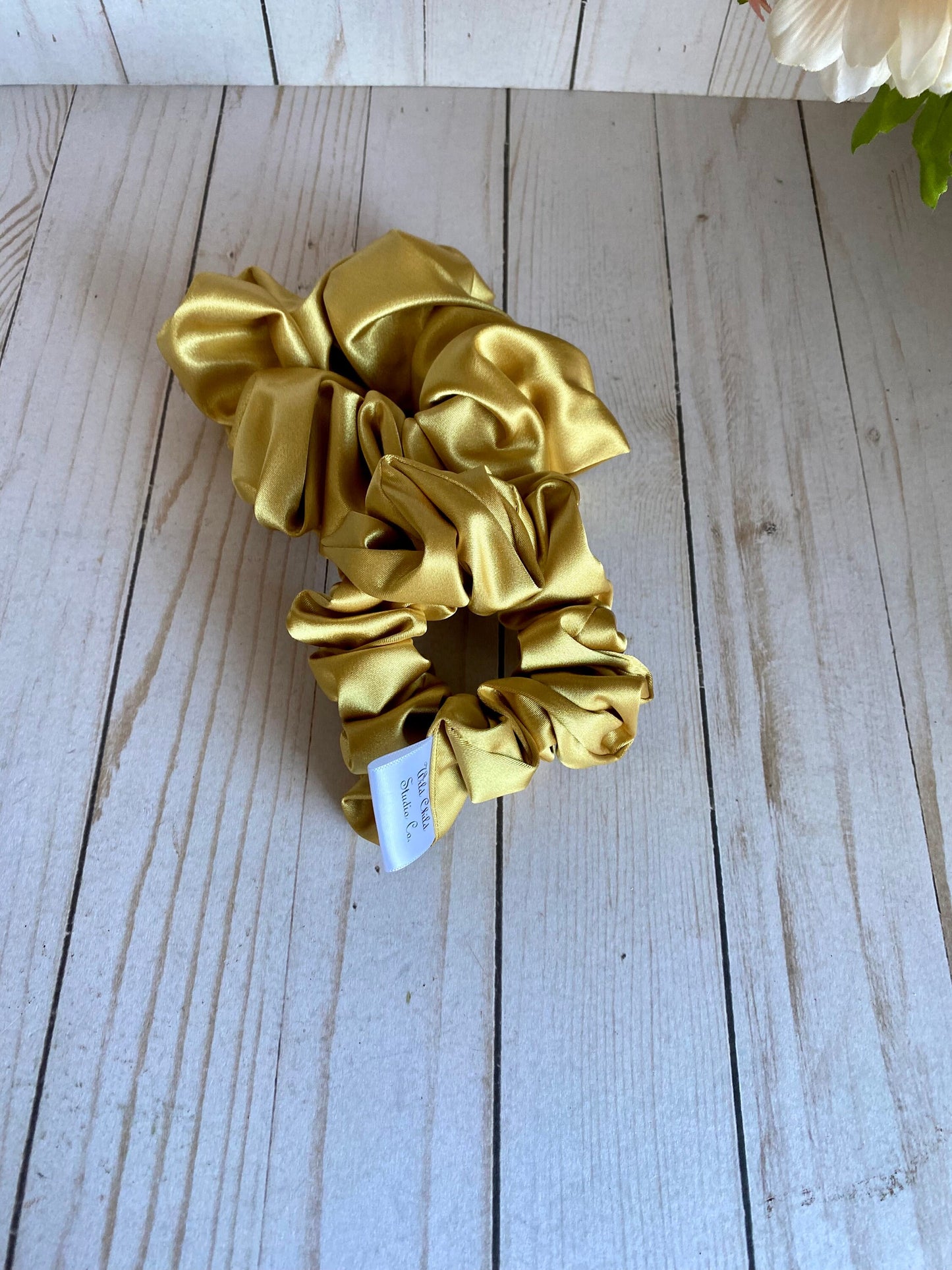 Gold Satin Scrunchies/ Gold Satin Hair Tie
