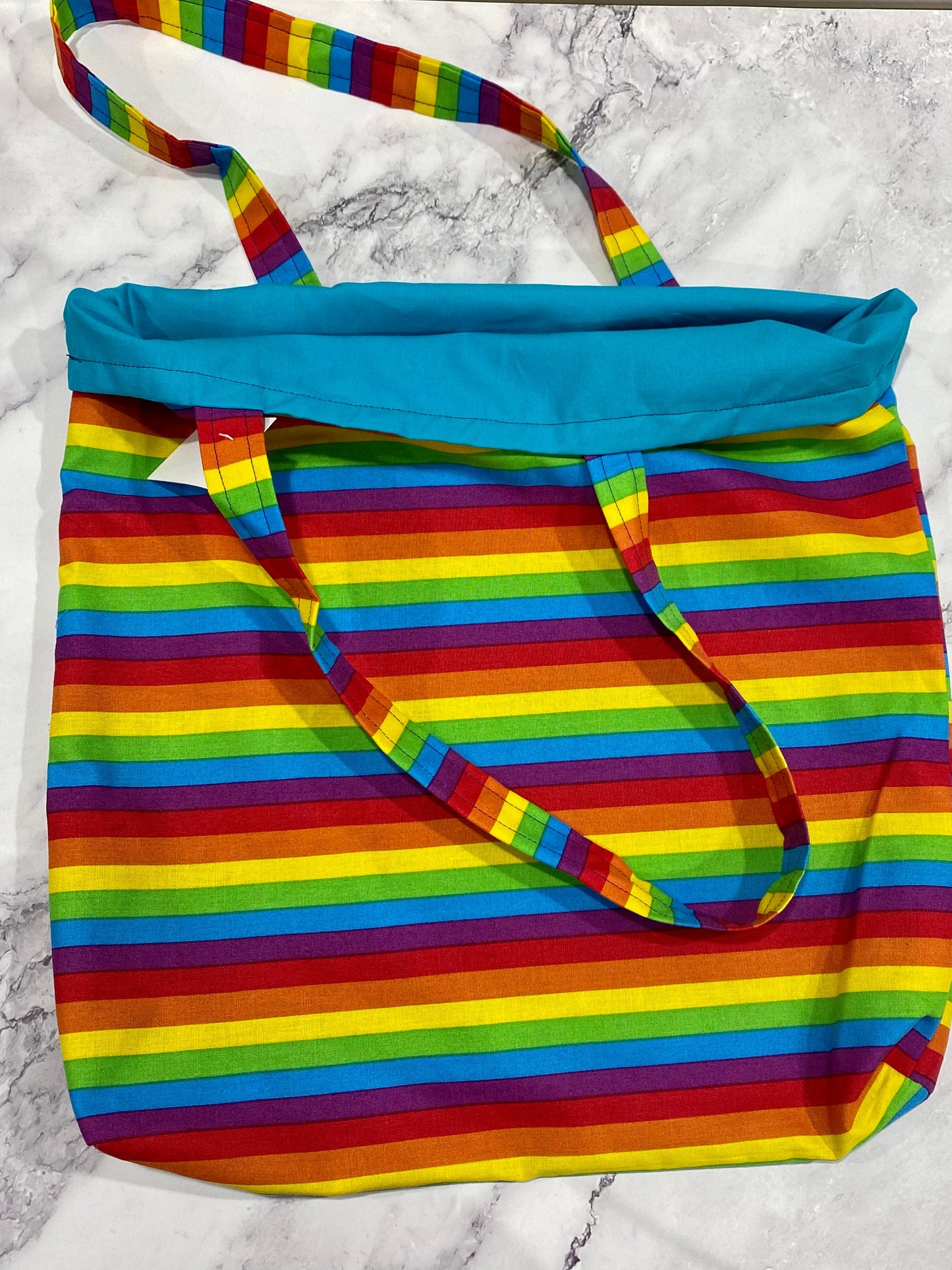 Handmade Lined Rainbow Tote Bag/Market Bag