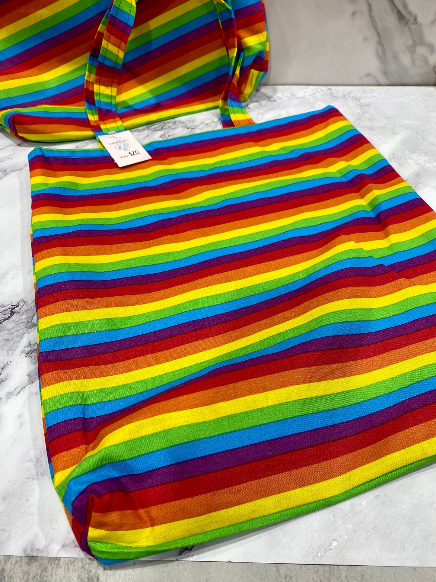 Handmade Lined Rainbow Tote Bag/Market Bag