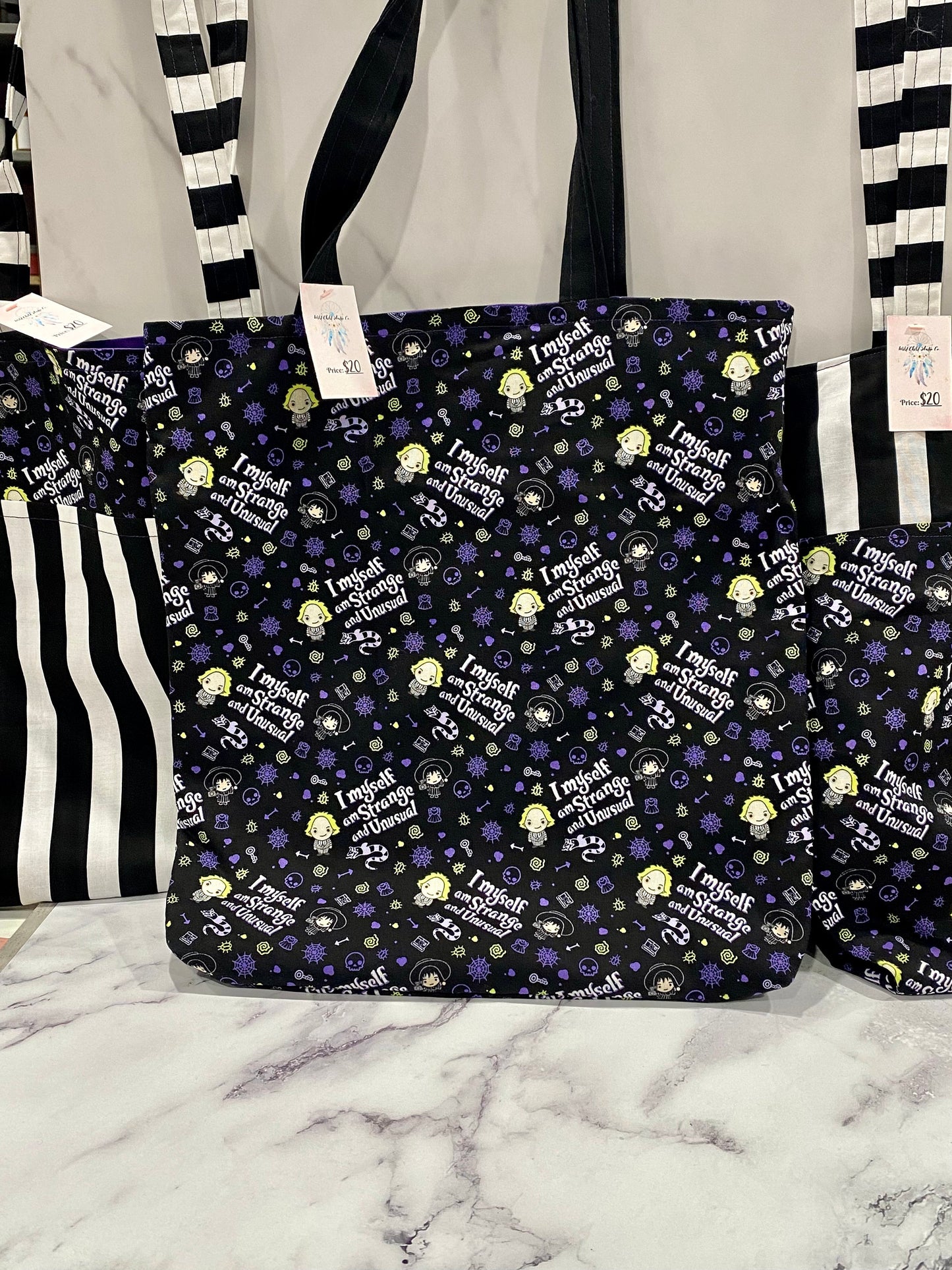 Handmade Lined Beetlejuice Inspired Tote Bag/Beetlejuice Inspired Bag