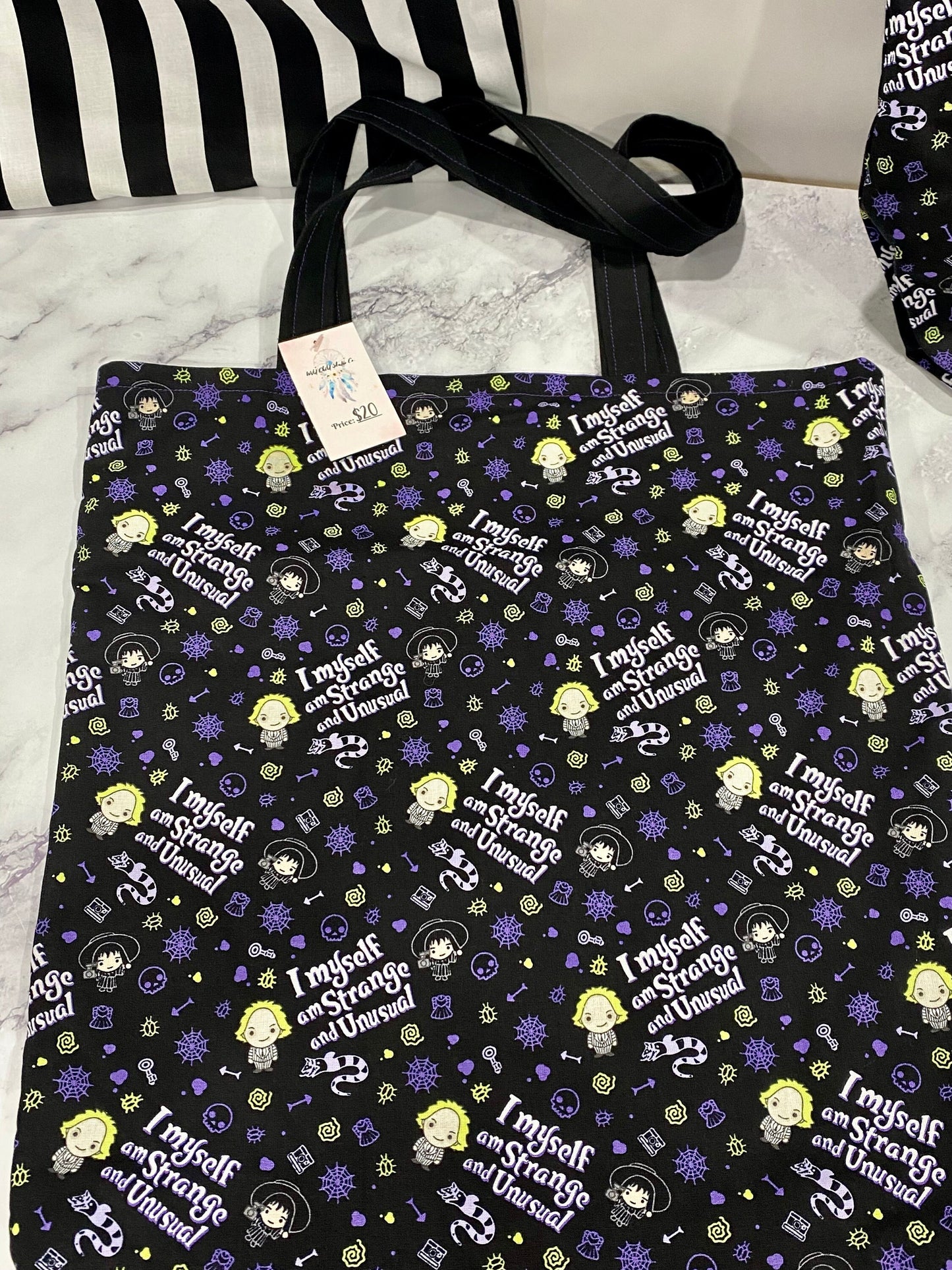 Handmade Lined Beetlejuice Inspired Tote Bag/Beetlejuice Inspired Bag