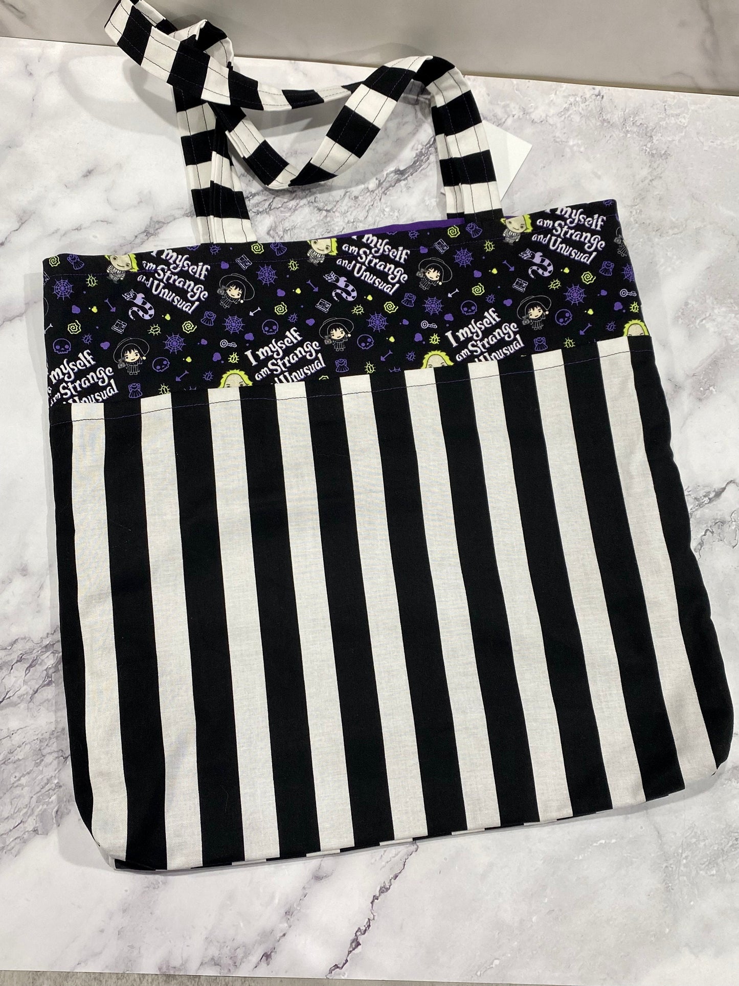 Handmade Lined Beetlejuice Inspired Tote Bag/Beetlejuice Inspired Bag