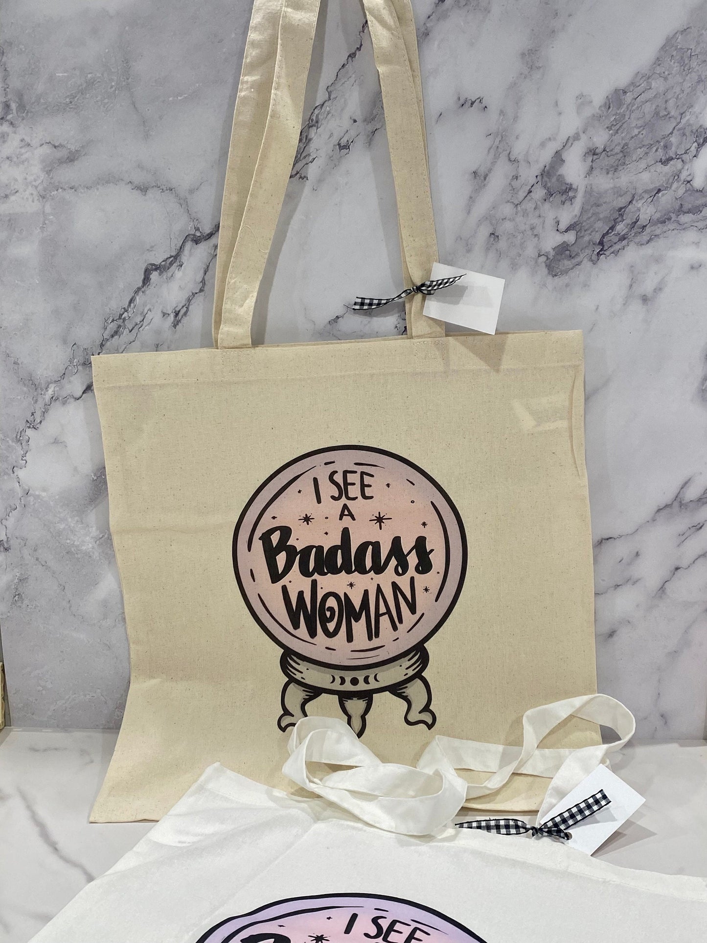 Badass Woman Crystal Ball Tote Bag/Crystal Ball Market Bag