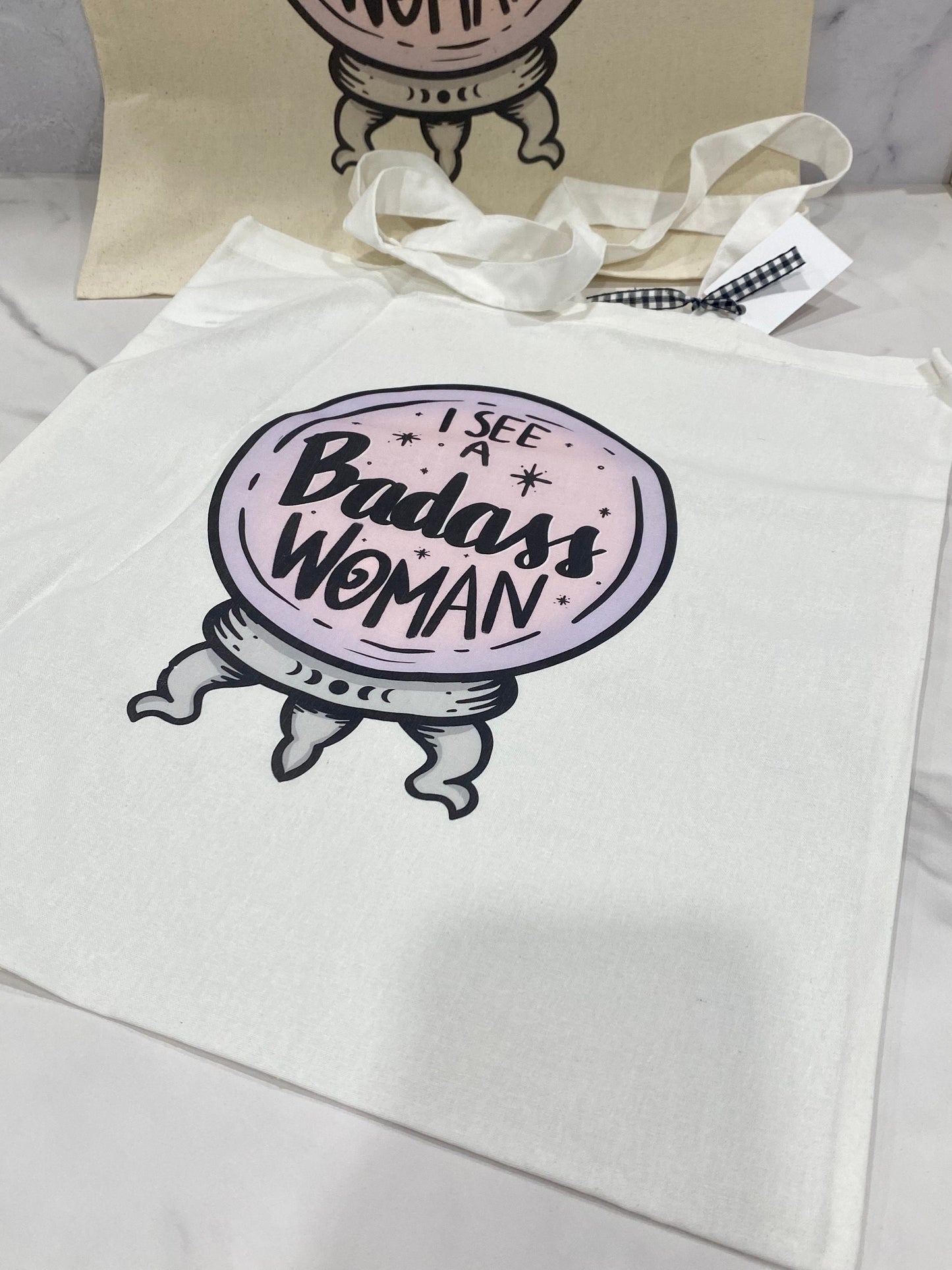 Badass Woman Crystal Ball Tote Bag/Crystal Ball Market Bag