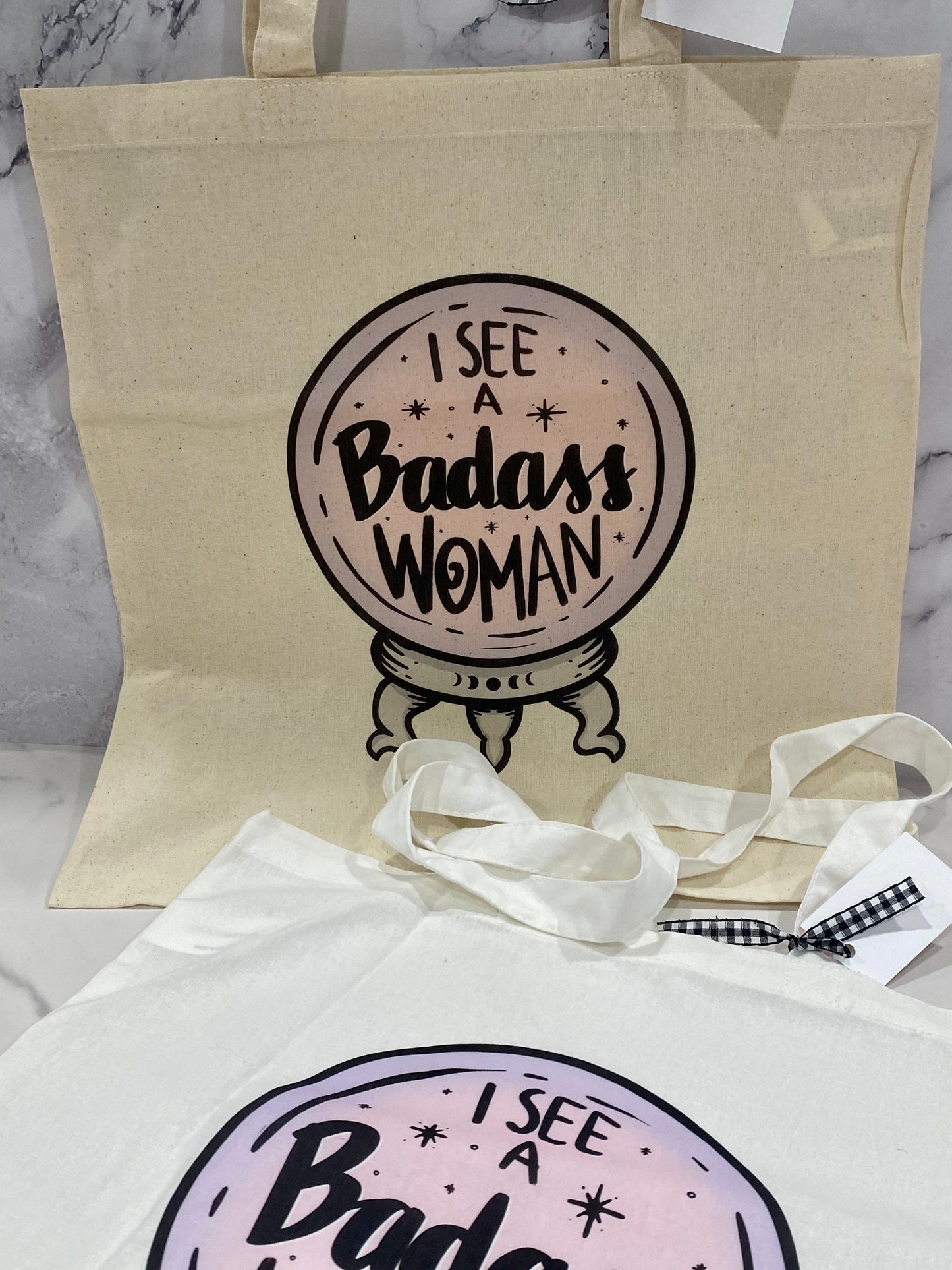 Badass Woman Crystal Ball Tote Bag/Crystal Ball Market Bag