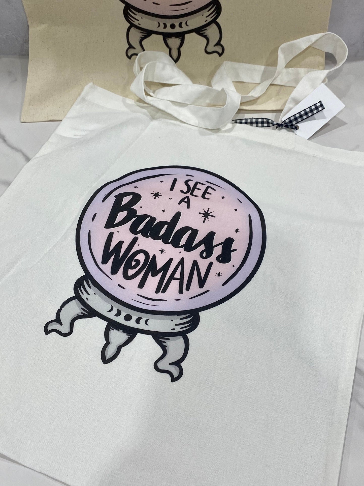 Badass Woman Crystal Ball Tote Bag/Crystal Ball Market Bag