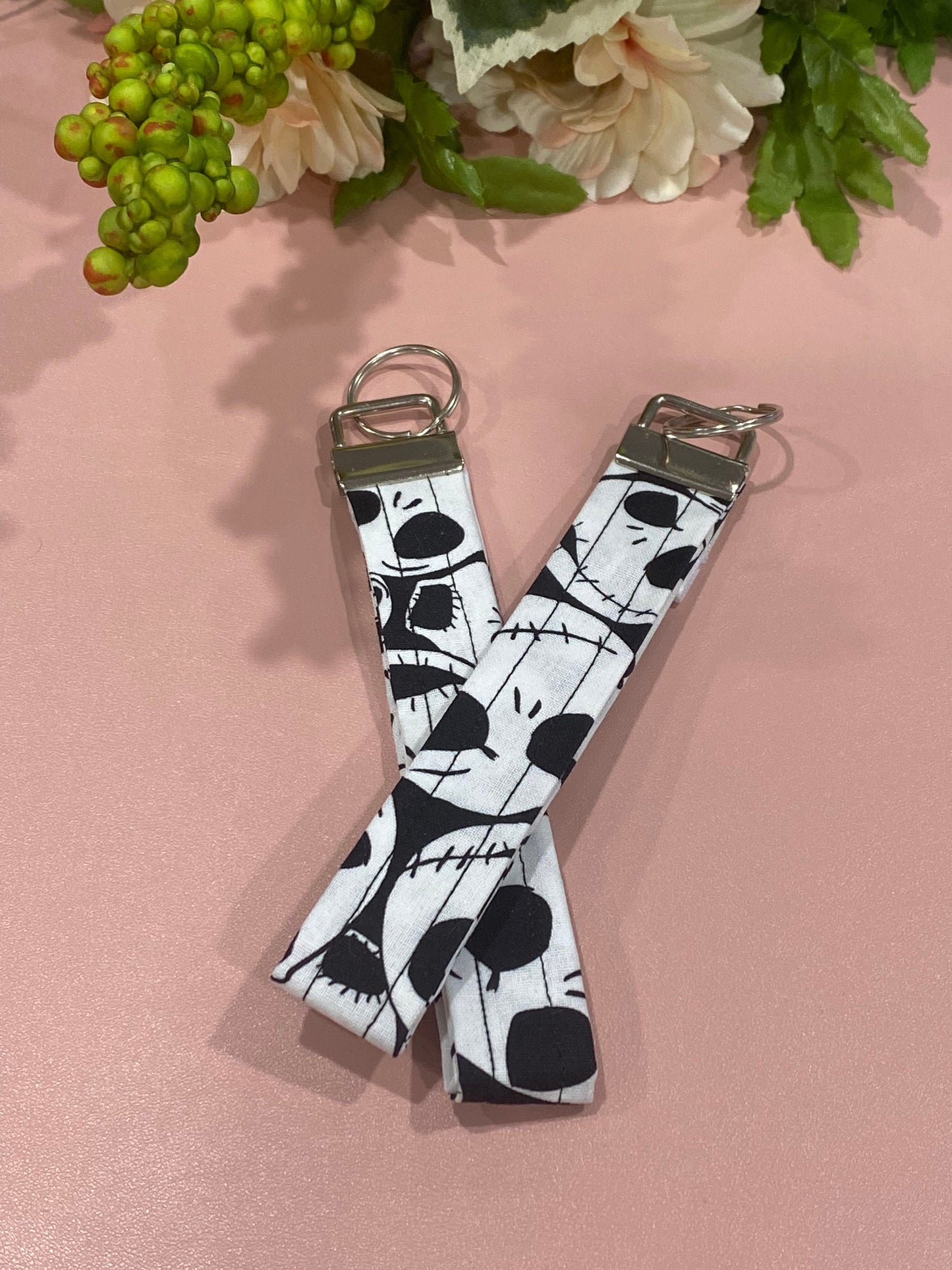 Skellington Xmas Nightmare Wristlet Keychain Key FOB