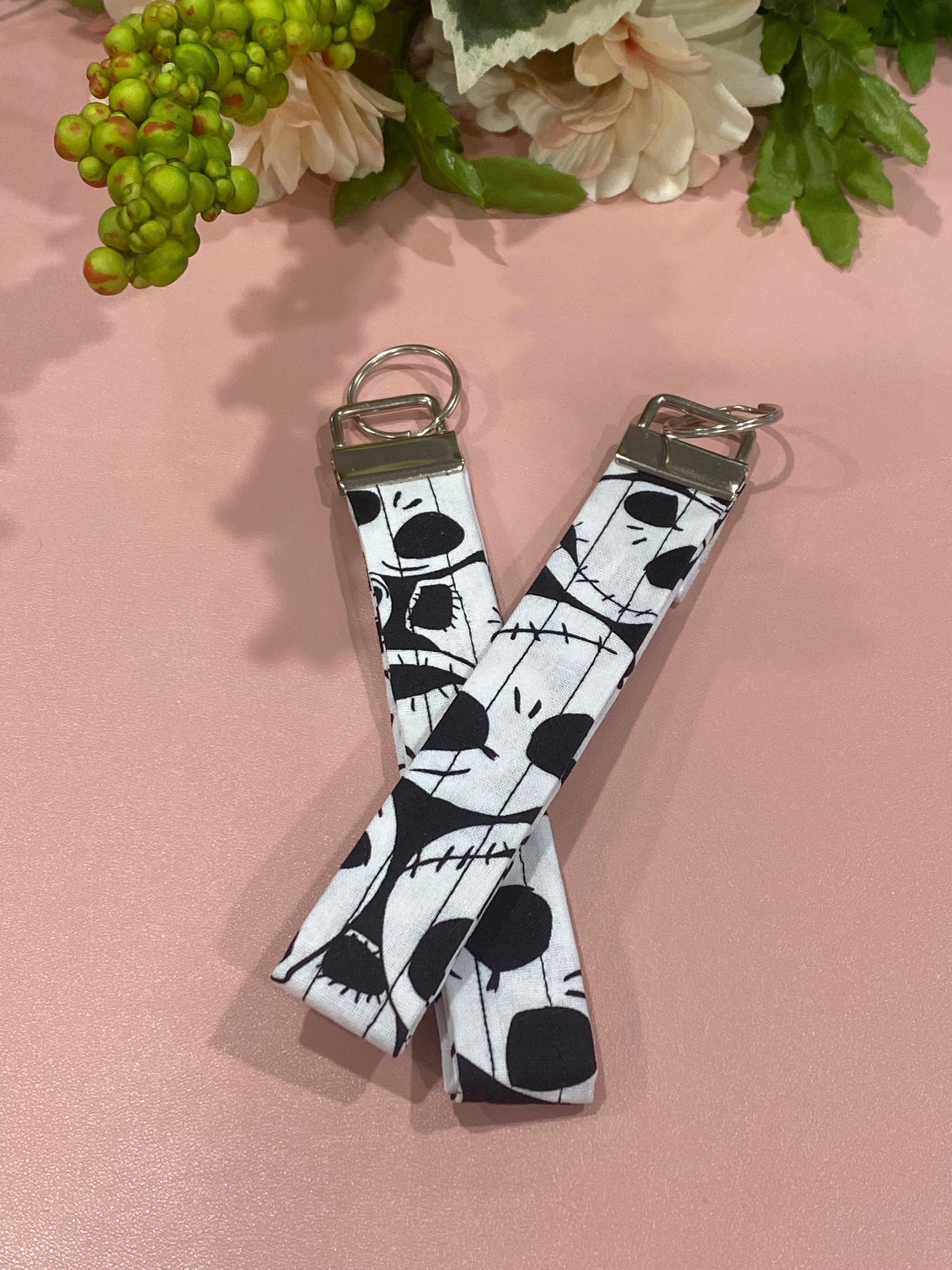 Skellington Xmas Nightmare Wristlet Keychain Key FOB