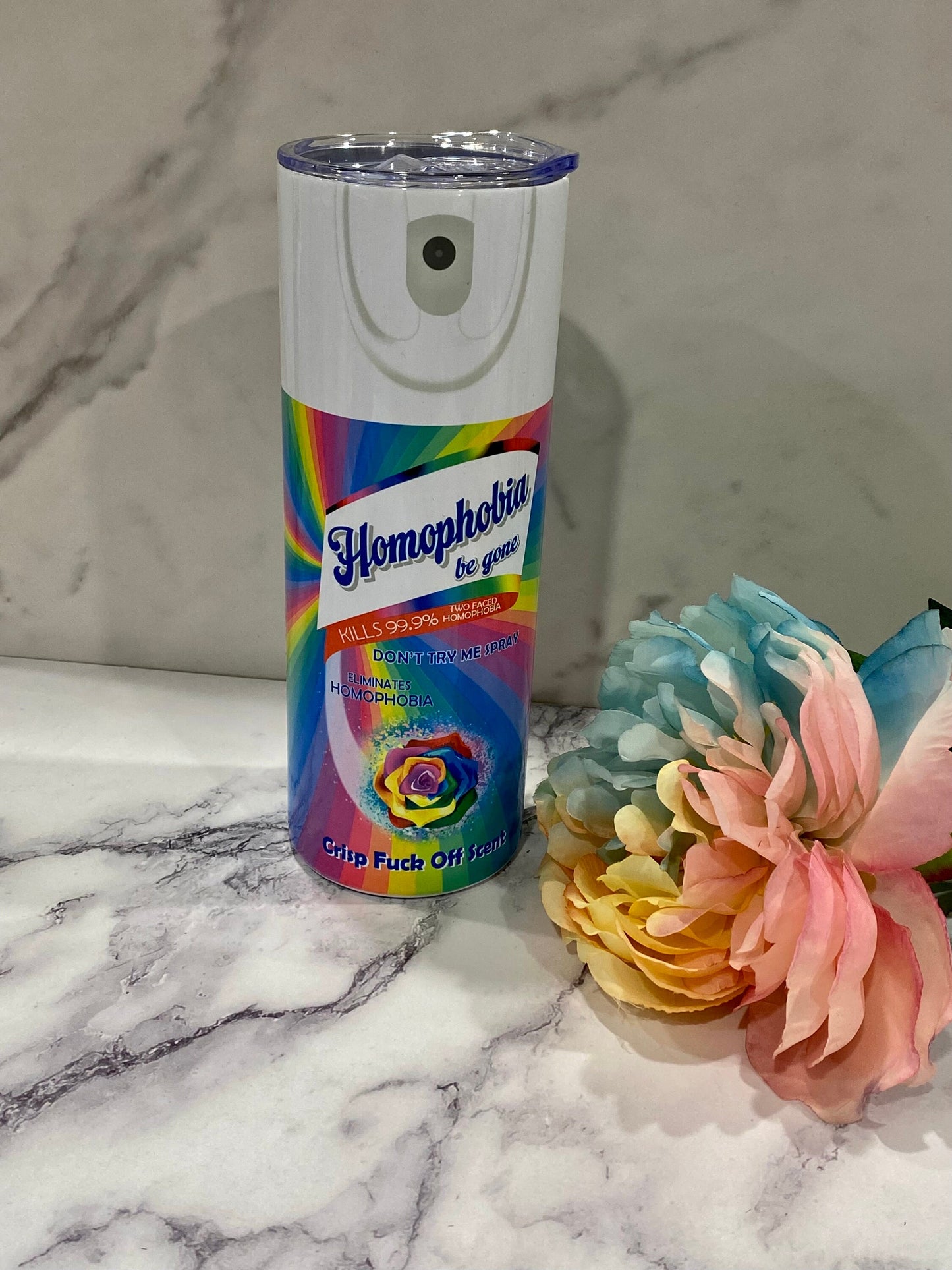 Snarky Pride Homophobia Be Gone 20 oz Skinny Tumbler