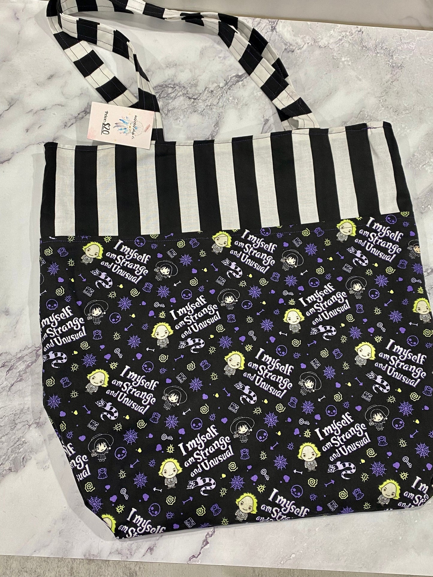 Handmade Lined Beetlejuice Inspired Tote Bag/Beetlejuice Inspired Bag