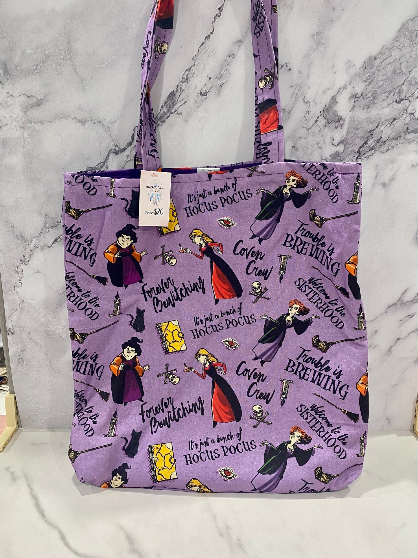 Handmade Lined Hocus Pocus Inspired Tote Bag/Hocus Pocus Inspired Bag