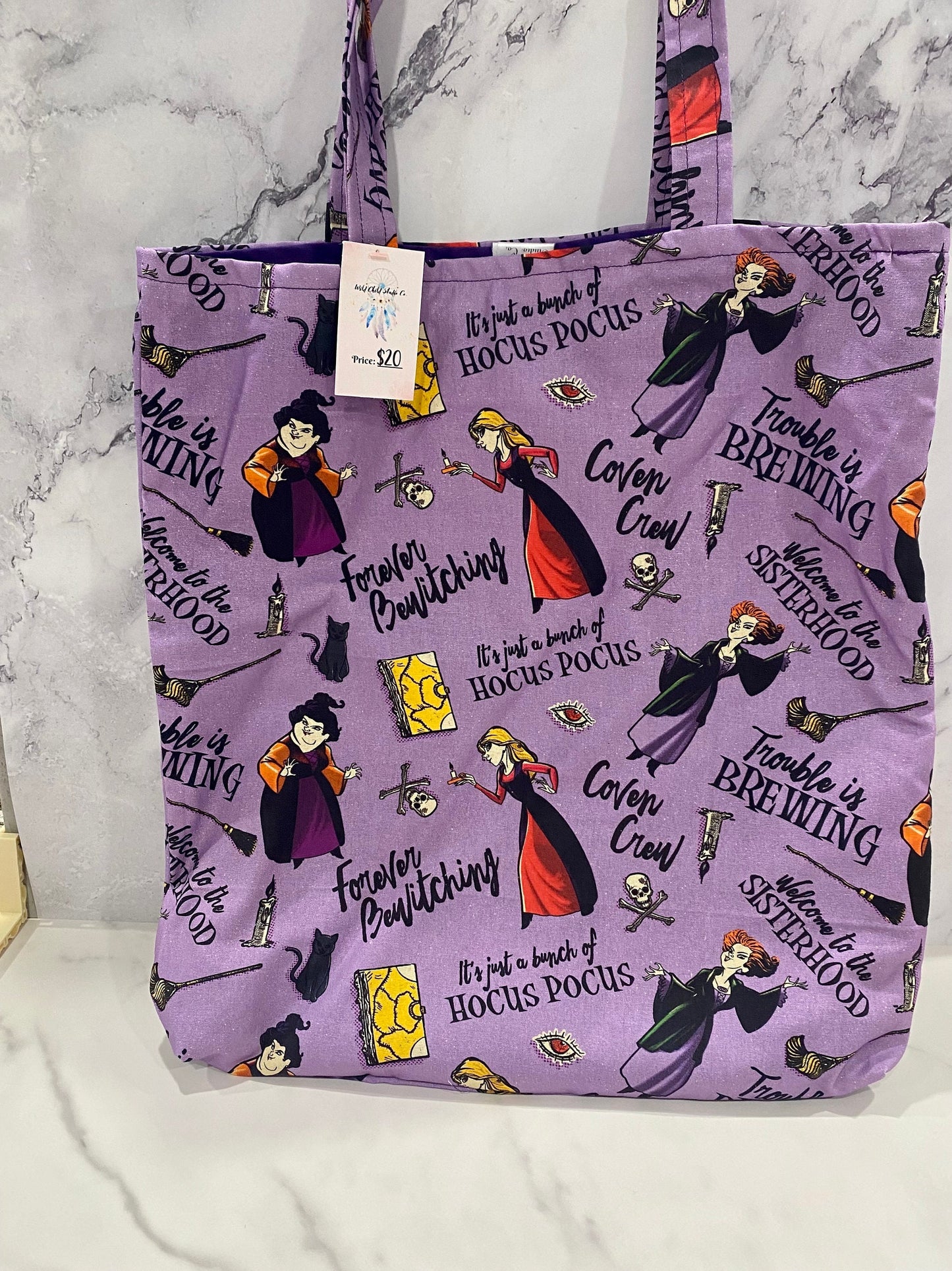 Handmade Lined Hocus Pocus Inspired Tote Bag/Hocus Pocus Inspired Bag