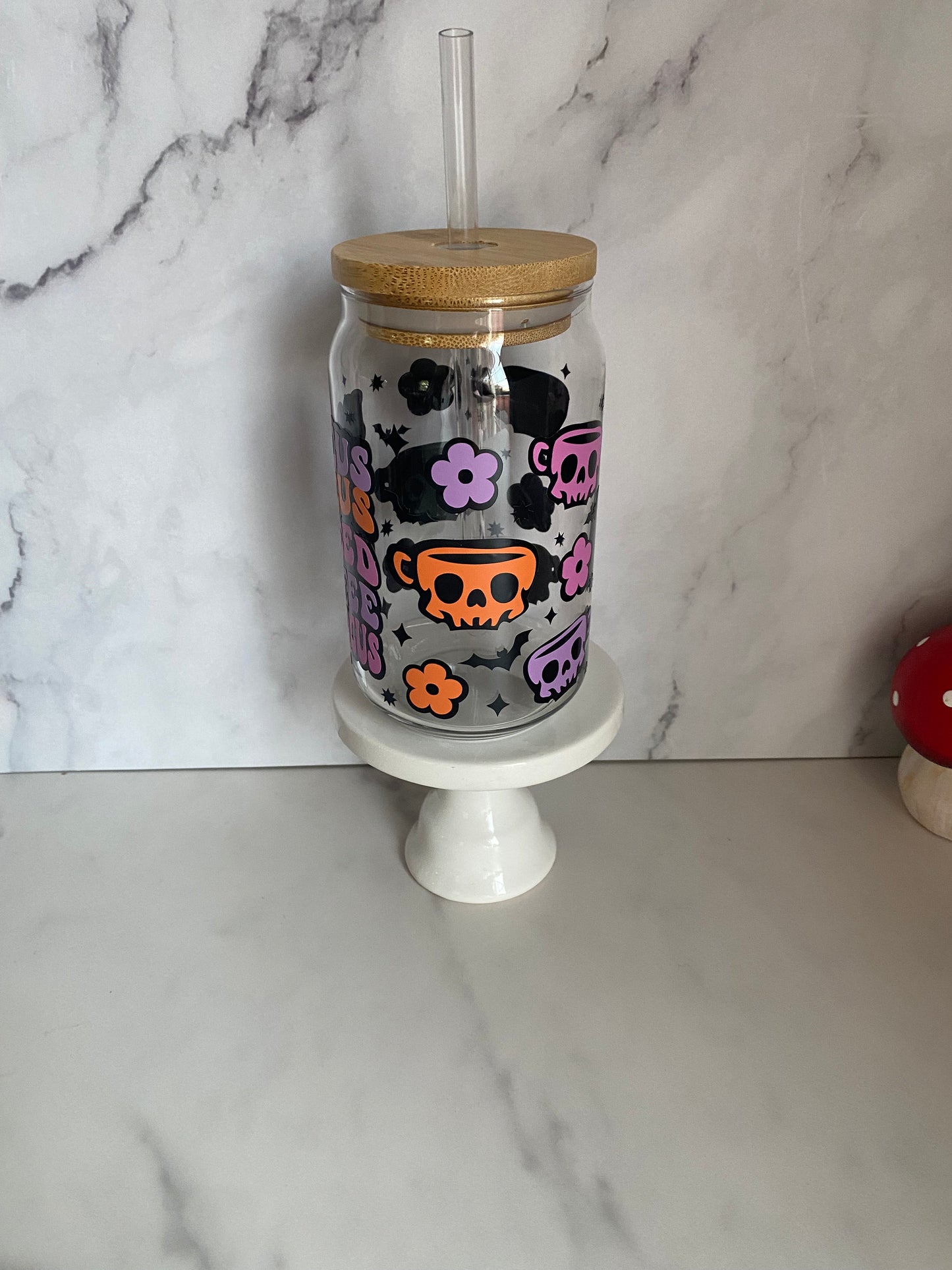 Hocus Pocus Coffee Libby Can 16 oz/ Iced Coffee Glass