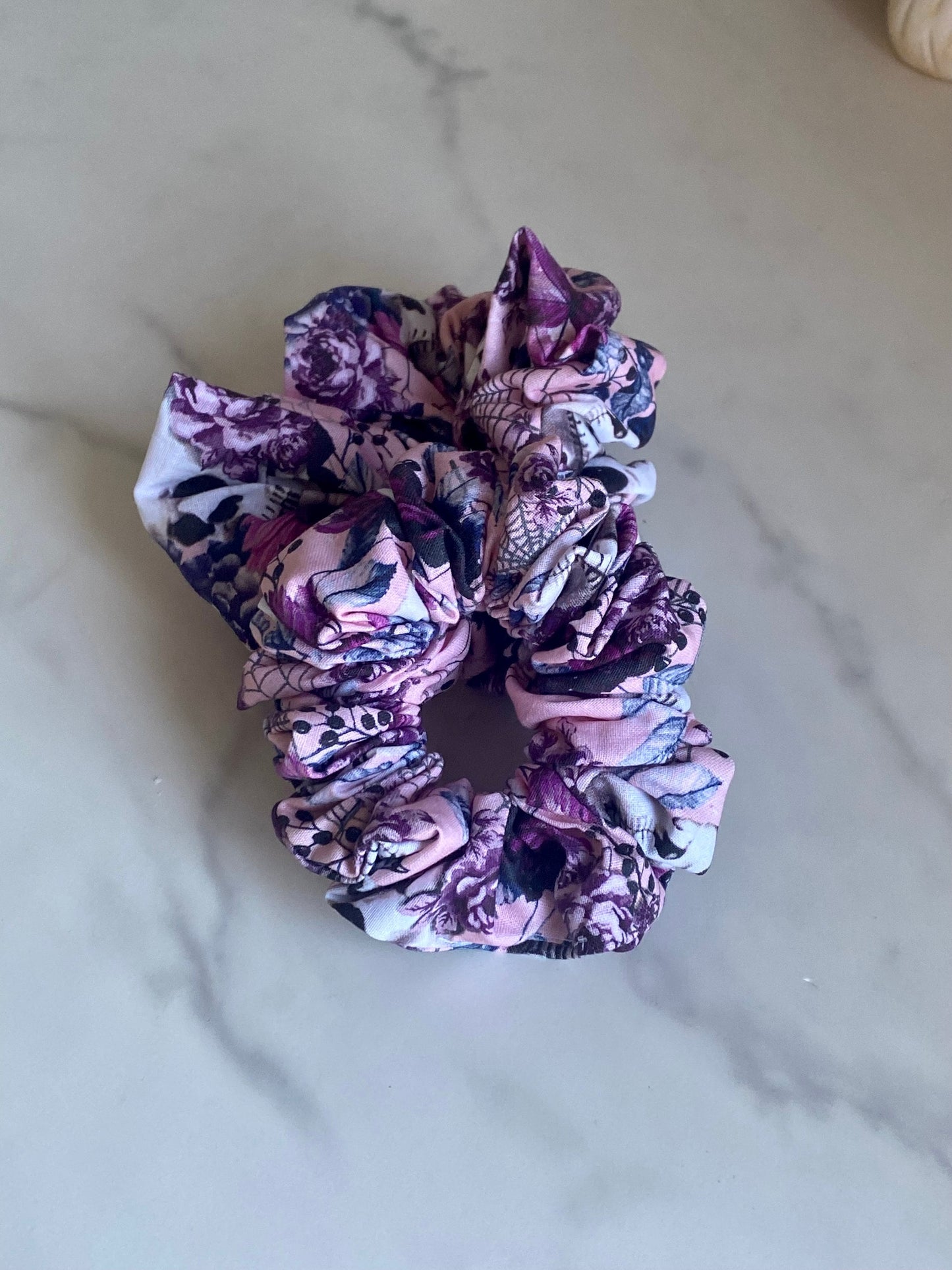 Floral Skull Scrunchies/ Floral Goth Hair Tie