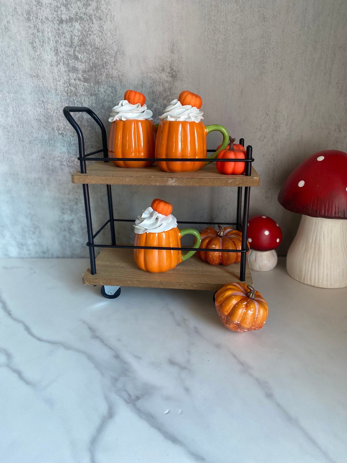 Faux Mini Punpkin Mugs for Tiered Trays/ Tiered Tray Decor/ Fall Decor/ Farmhouse Decor/ Fake Bake Decor