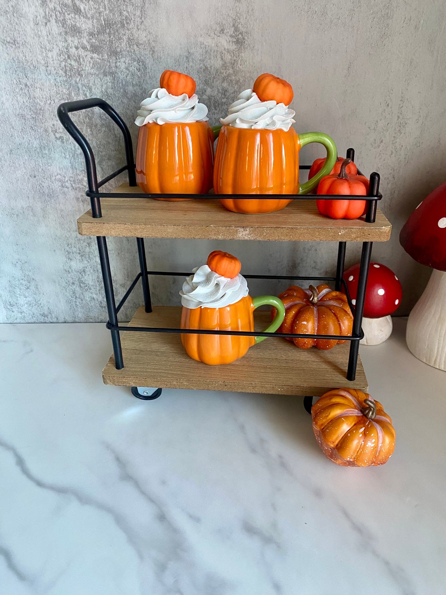 Faux Mini Punpkin Mugs for Tiered Trays/ Tiered Tray Decor/ Fall Decor/ Farmhouse Decor/ Fake Bake Decor