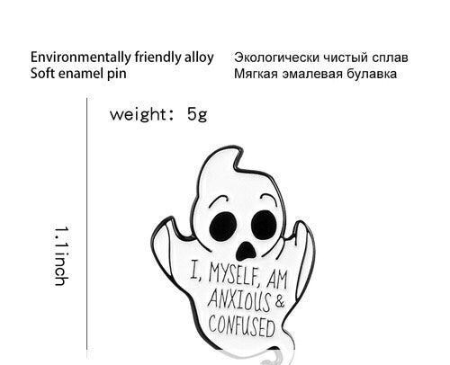 Ghost Anxious & Confused Enamel Pin