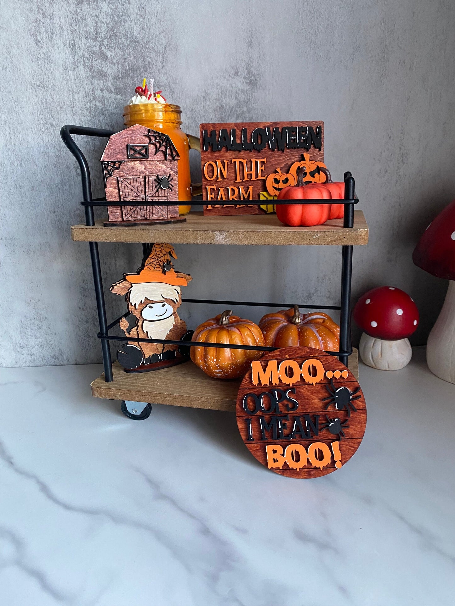 Halloween Farm Decor for Tiered Trays/ Tiered Tray Decor/ Fall Decor/ Farmhouse Decor/ Halloween Decor
