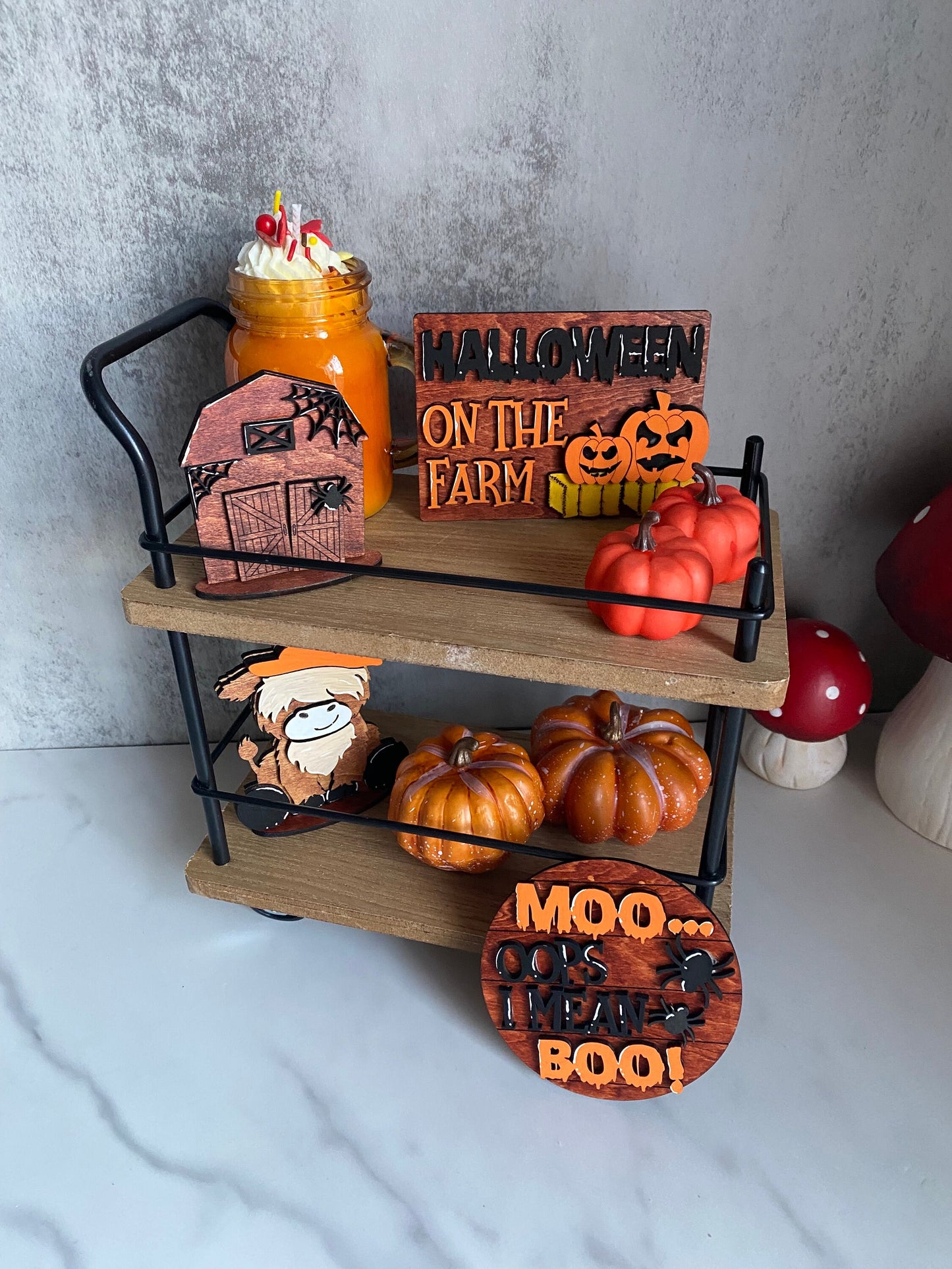 Halloween Farm Decor for Tiered Trays/ Tiered Tray Decor/ Fall Decor/ Farmhouse Decor/ Halloween Decor