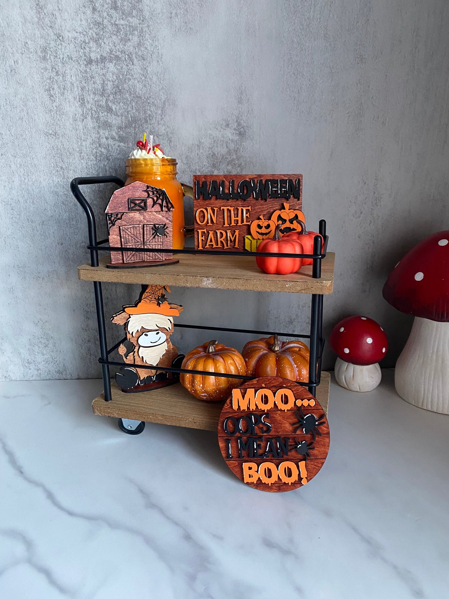 Halloween Farm Decor for Tiered Trays/ Tiered Tray Decor/ Fall Decor/ Farmhouse Decor/ Halloween Decor