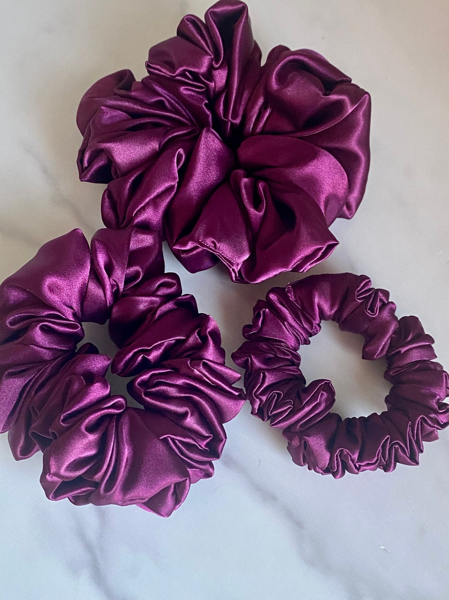 Wine Satin Scrunchie/ Hair Tie