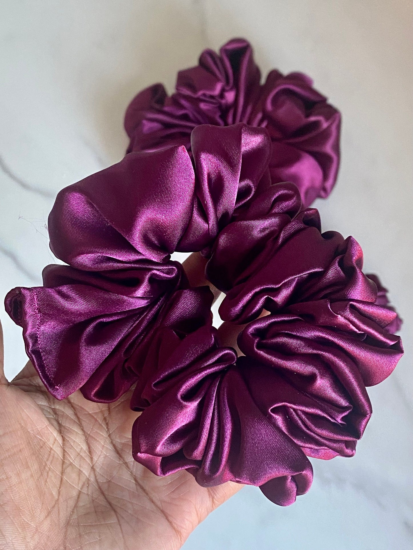 Wine Satin Scrunchie/ Hair Tie