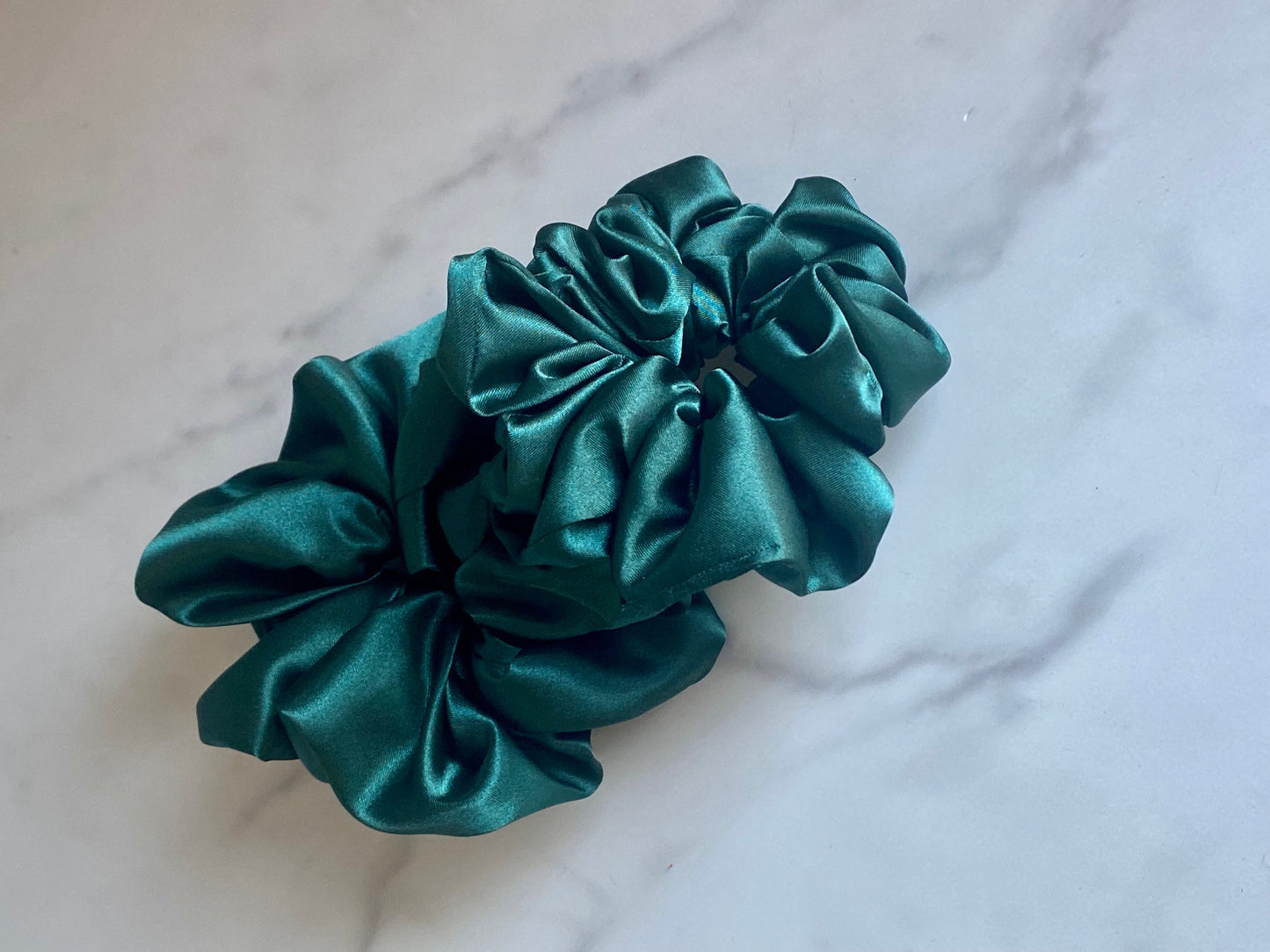 Forest Green Satin Scrunchie/ Hair Tie
