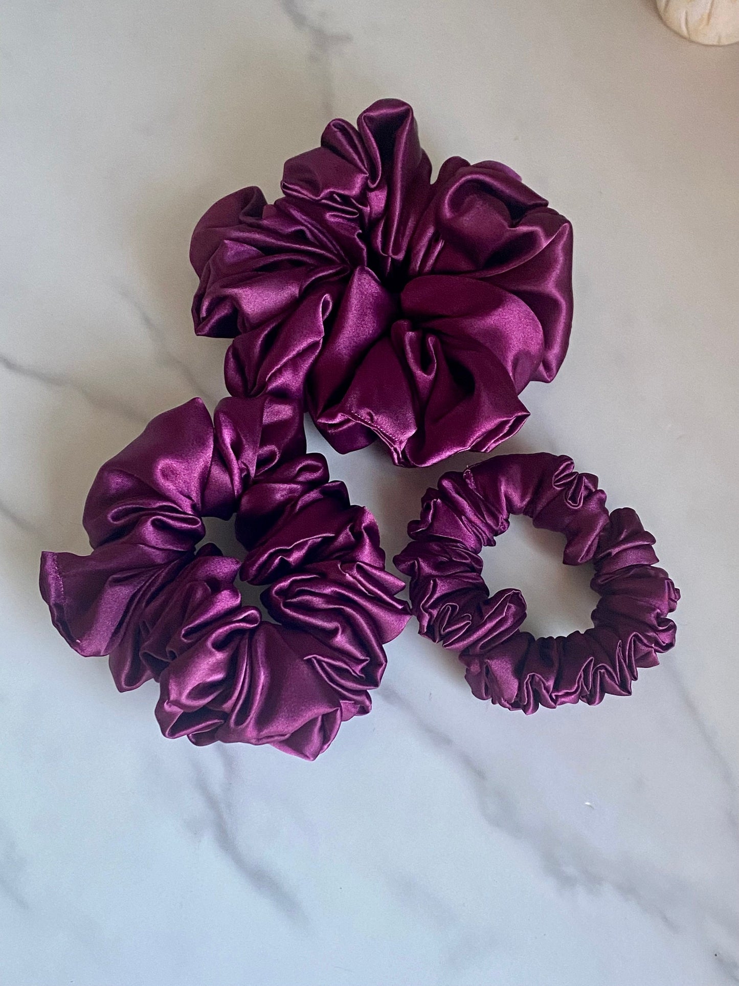 Wine Satin Scrunchie/ Hair Tie